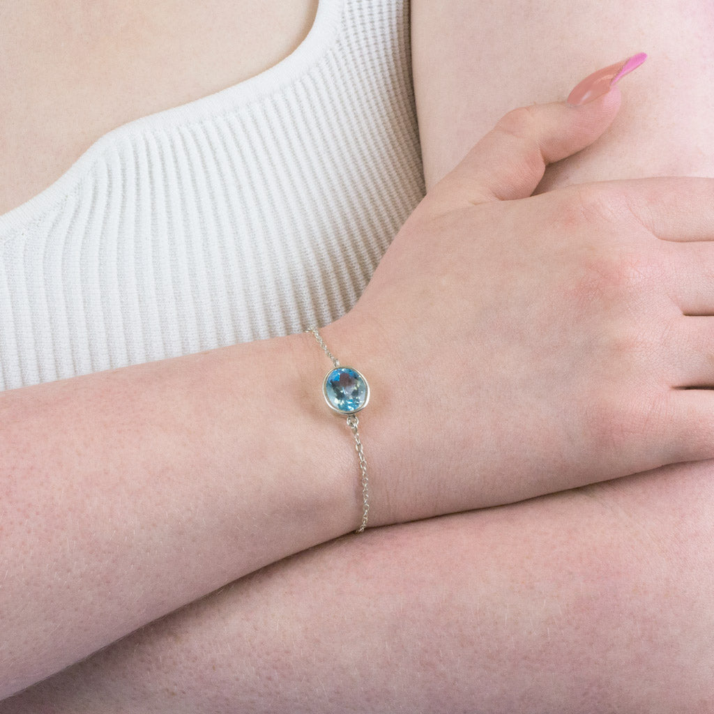 Blue topaz bracelet on Model