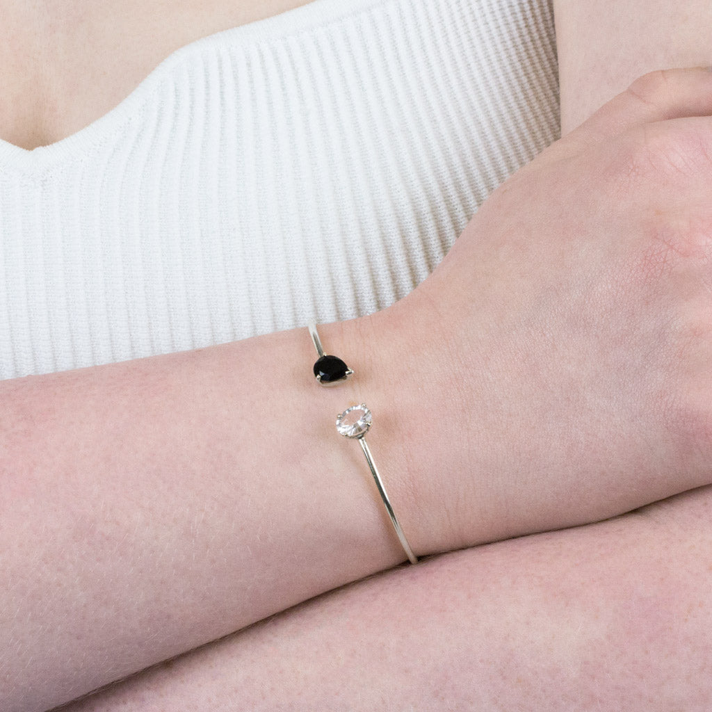 Onyx and Clear Quartz Bracelet