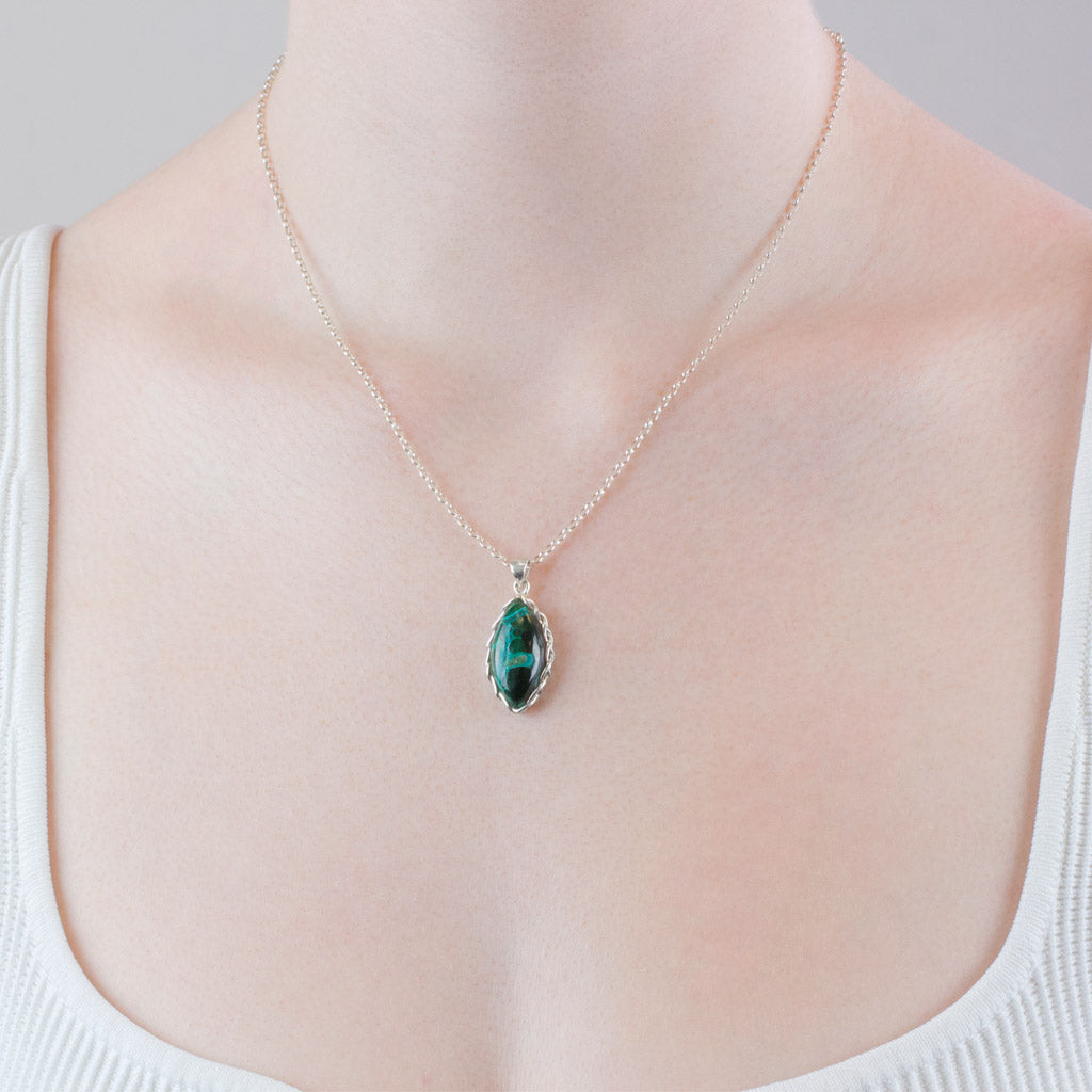 Chrysocolla Malachite Necklace on Model