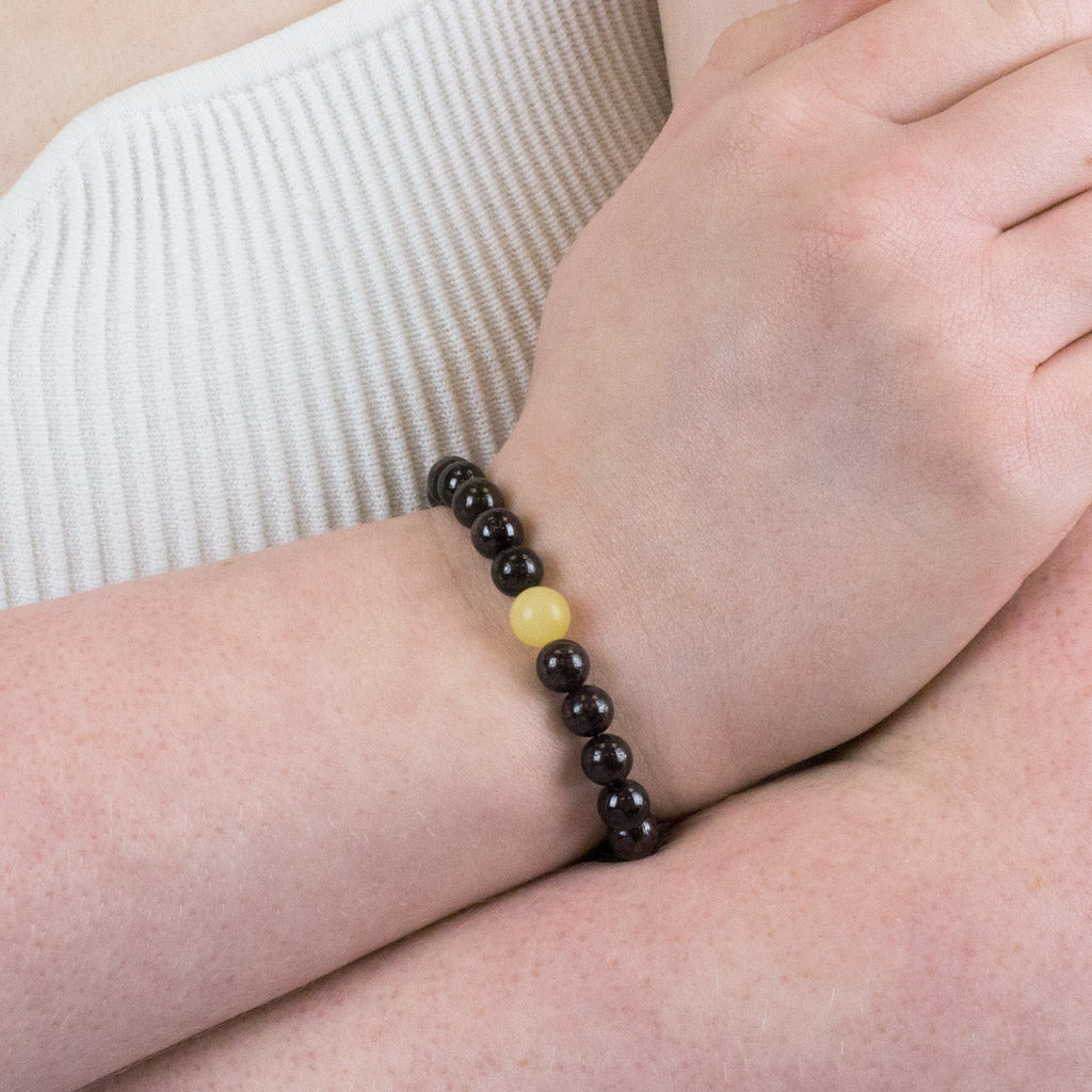 Garnet and Yellow Calcite Bead Bracelet