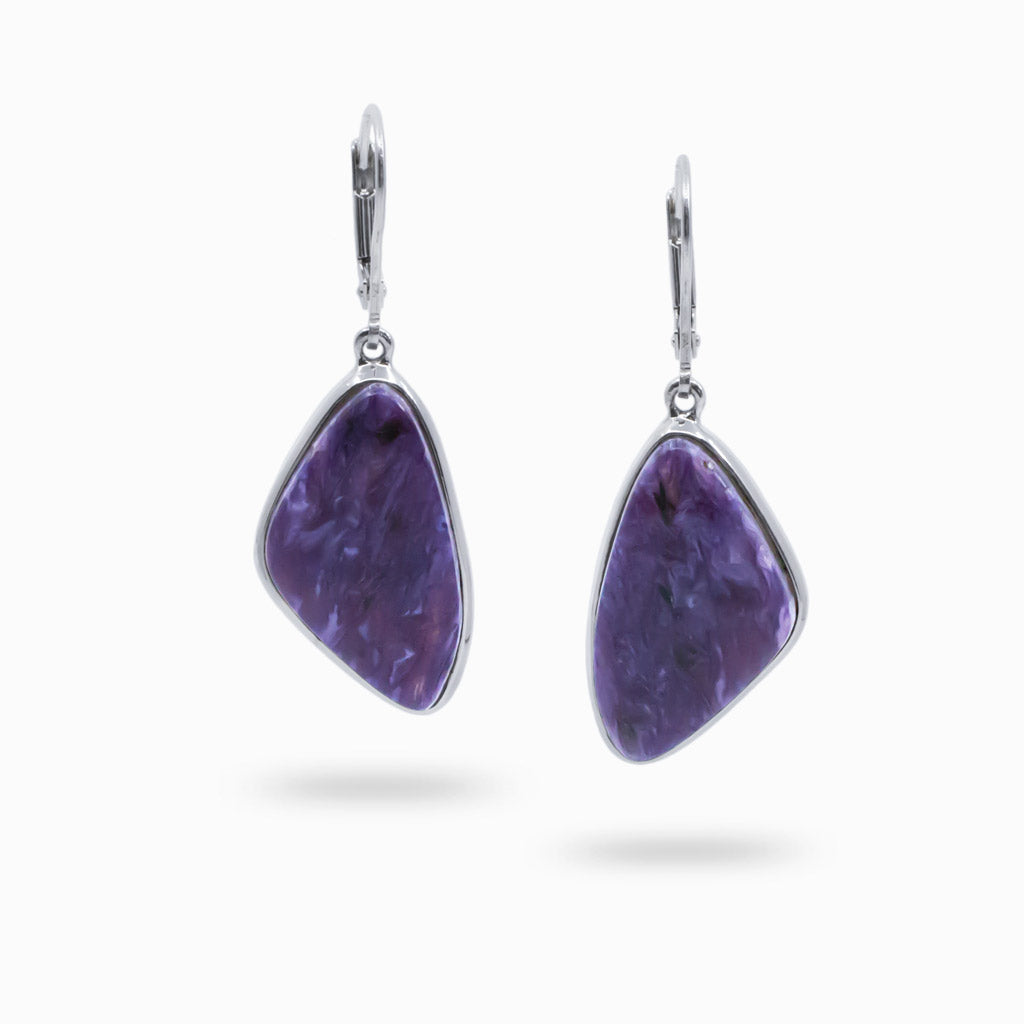 Charoite drop earrings