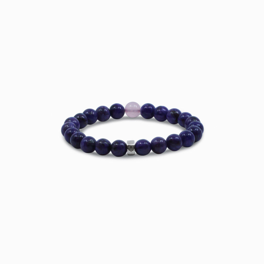Charoite and rose quartz beaded bracelet
