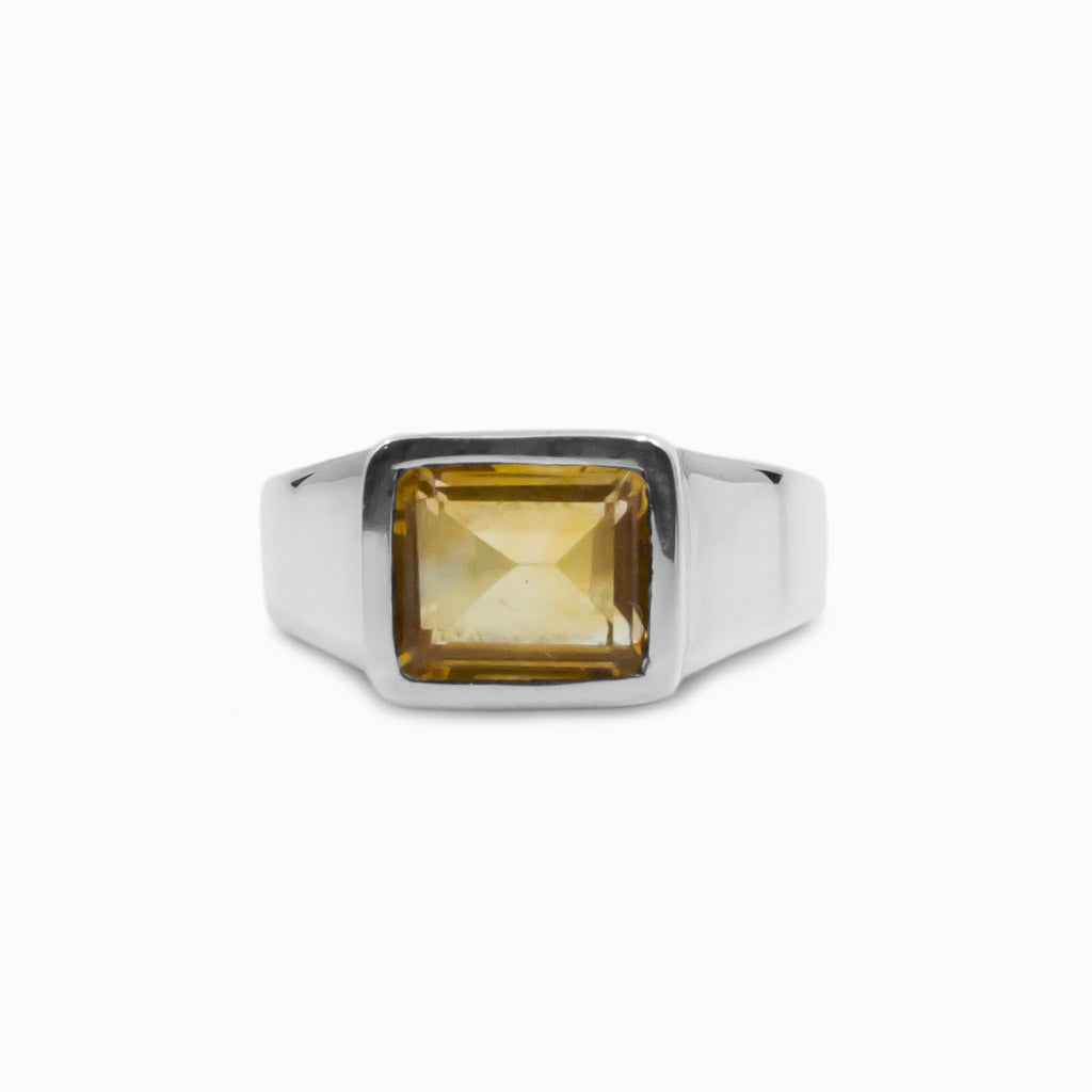 rectangle faceted Citrine ring