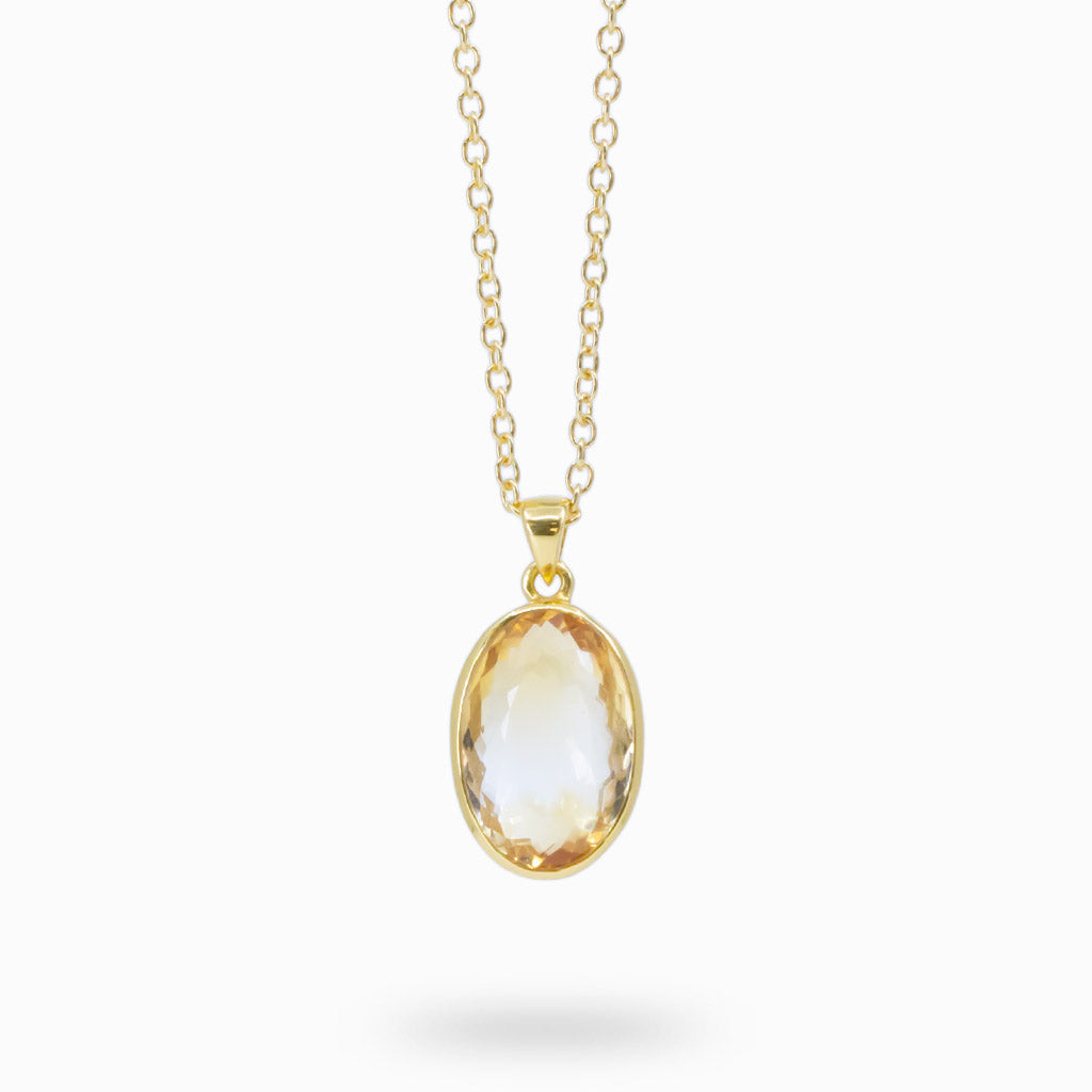 FACETED OVAL CITRINE NECKLACE WITH YELLOW GOLD VERMEIL FINISH
