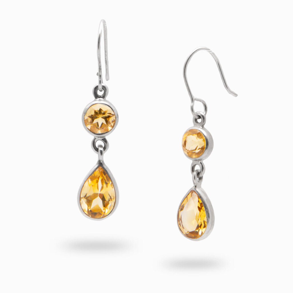 FACETED DOUBLE DROP CITRINE EARRINGS