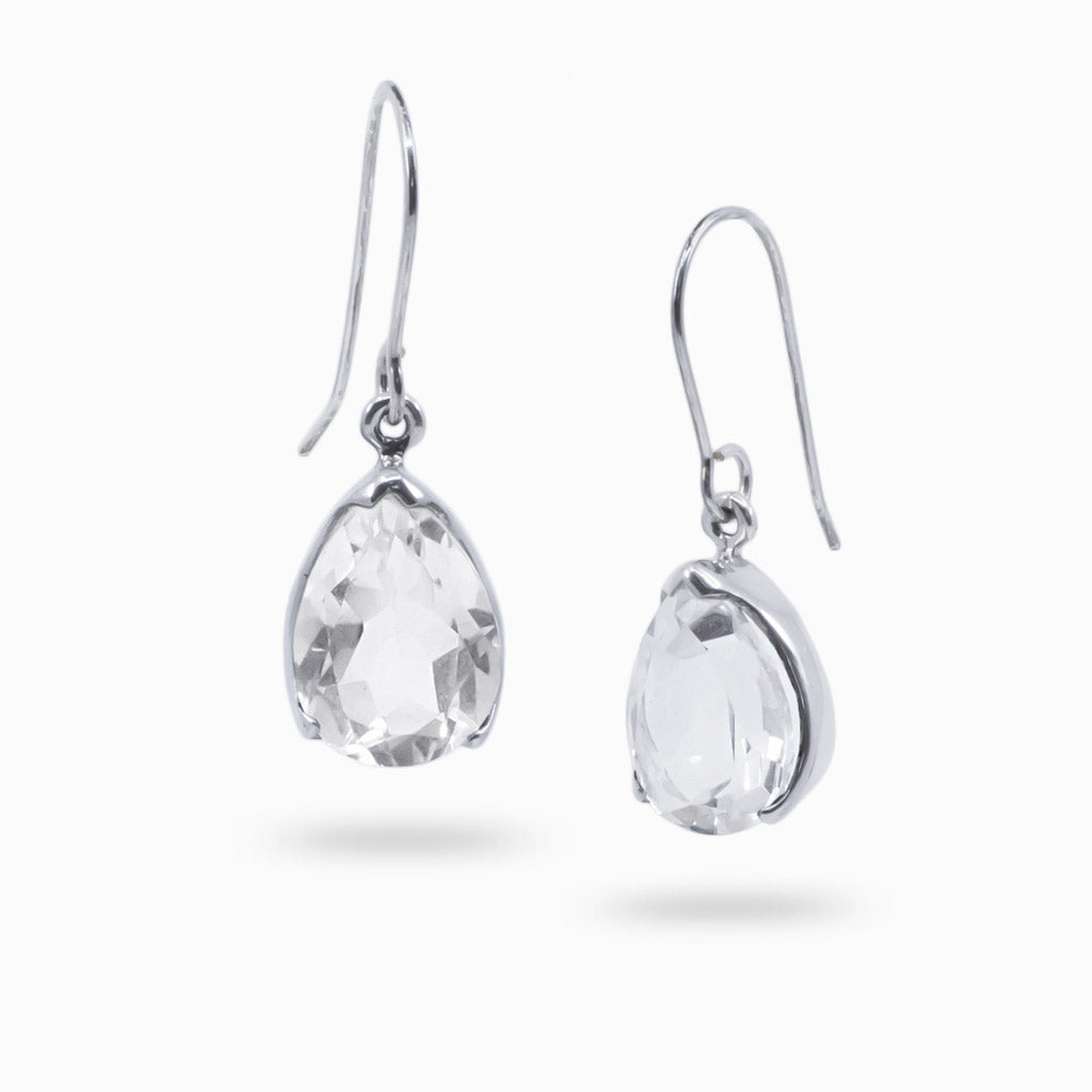 clear quartz drop earrings