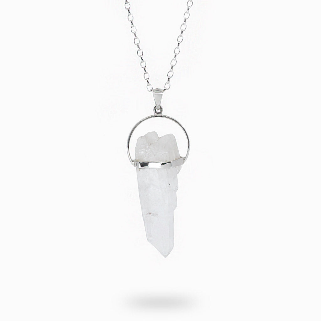 Raw Halo Laser Quartz wand necklace