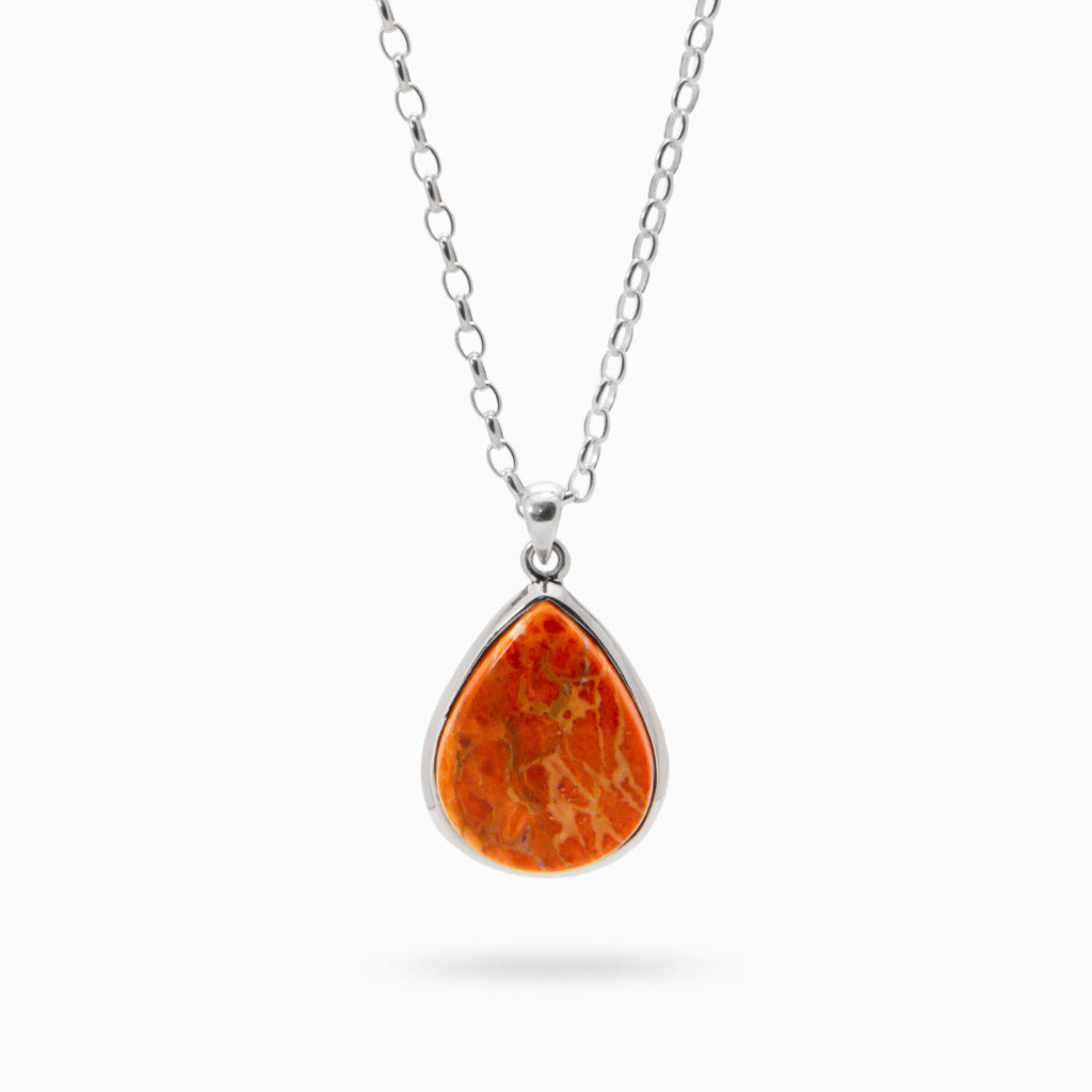 CORAL CABOCHON NECKLACE