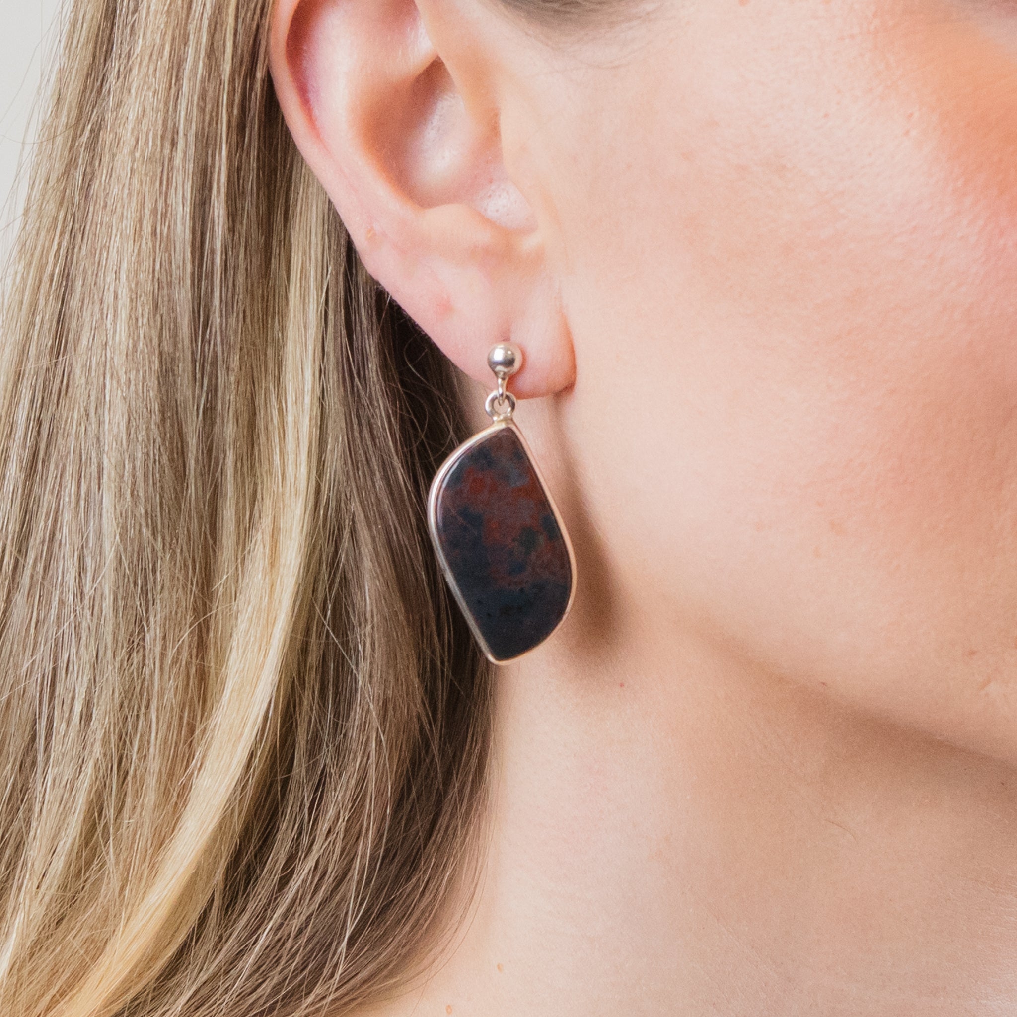 bloodstone drop studs