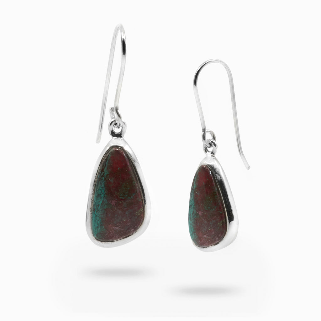 Cabochon Organic Chrysocolla Cuprite Drop Earrings