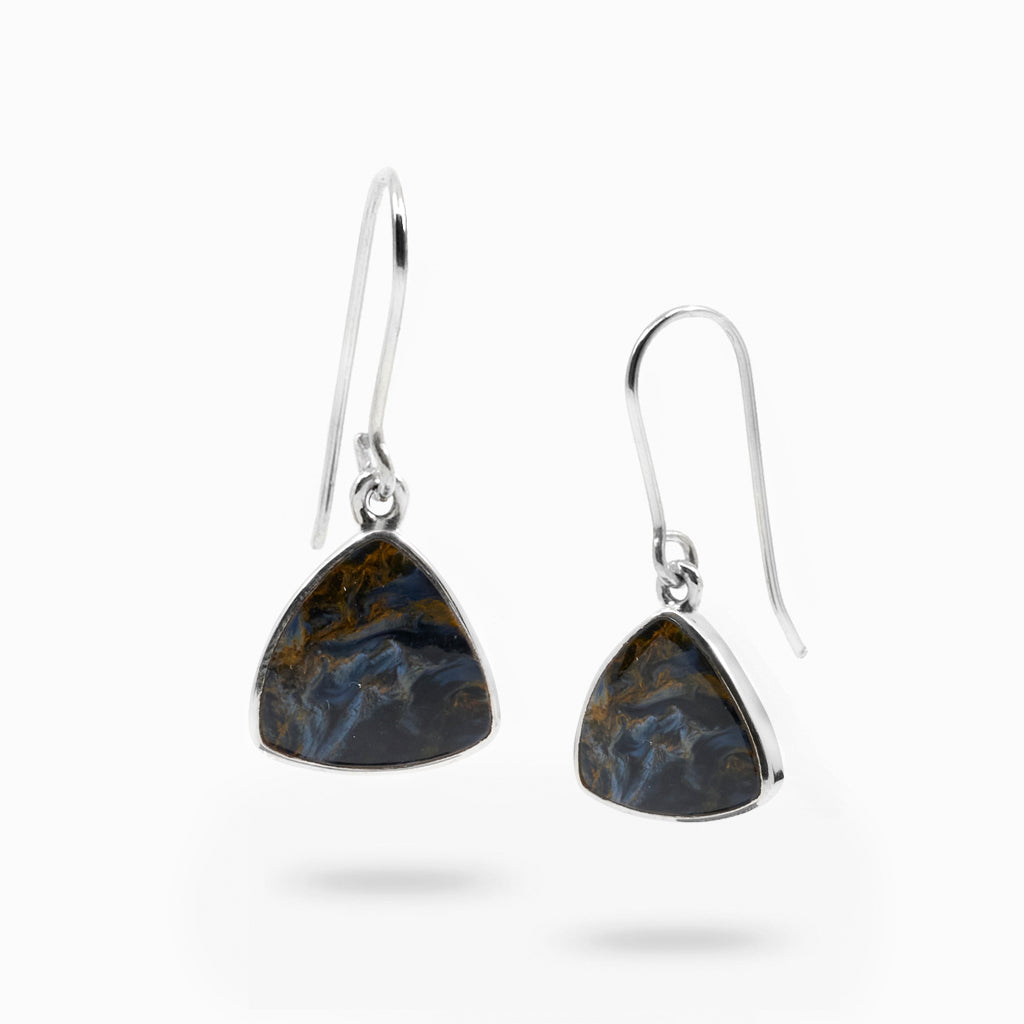 Cabochon Triangle Pietersite Drop Earrings