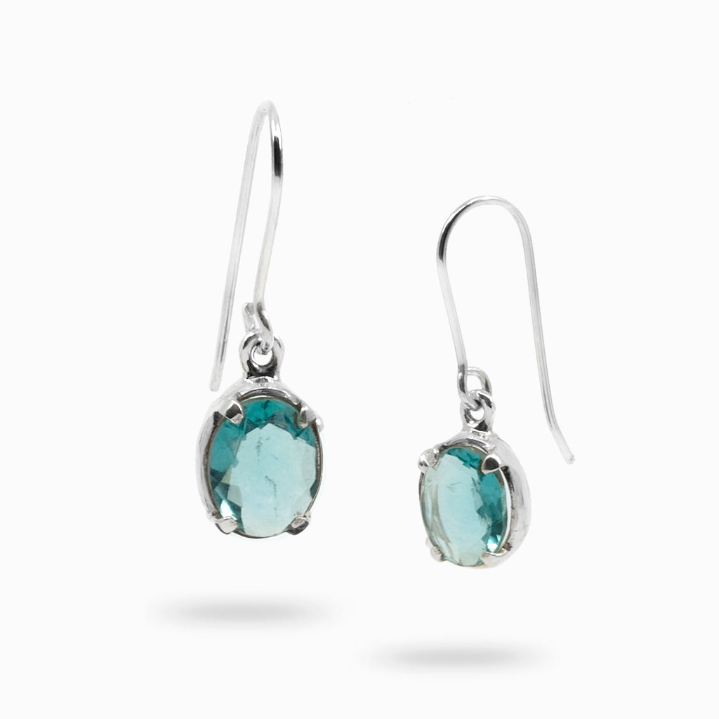 Oval faceted blue-green Fluorite Earrings
