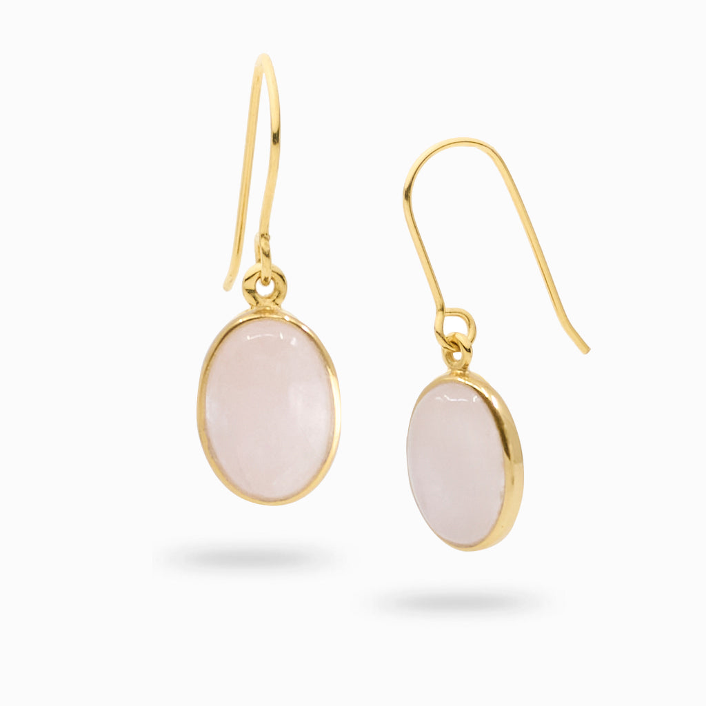 Cabochon Oval Morganite Drop Earrings