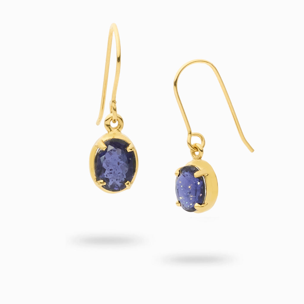 Faceted Oval Iolite Drop Earrings
