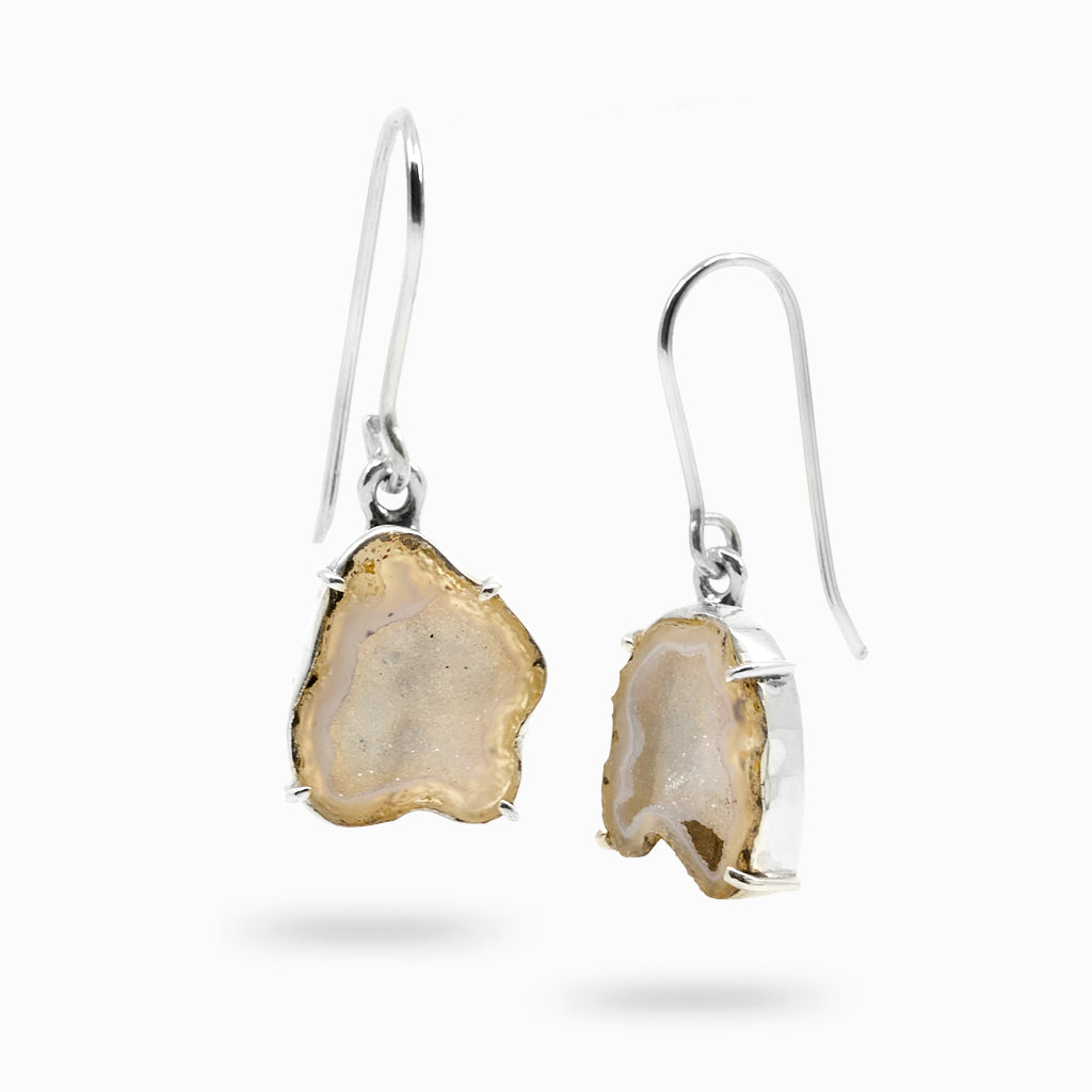 Raw Organic Druzy Agate Geode Earrings