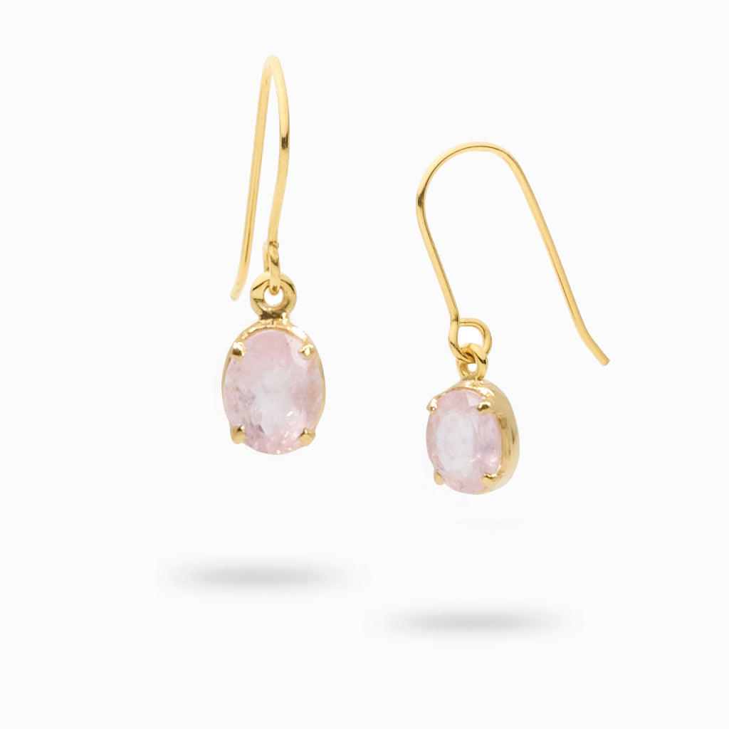 faceted oval Morganite Drop Earrings