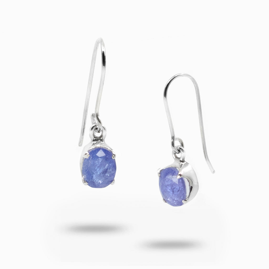 Oval Faceted Tanzanite Drop Earrings