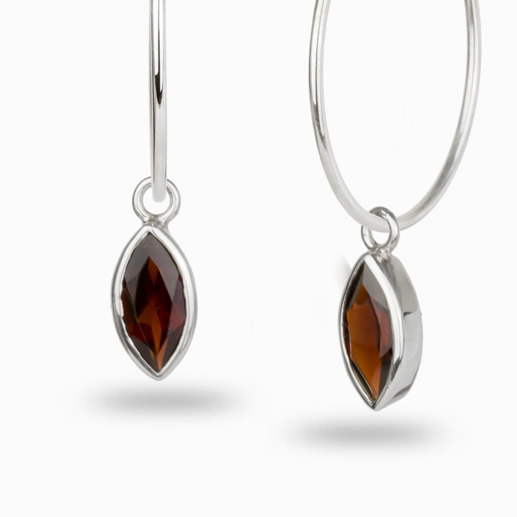 garnet hoop earrings
