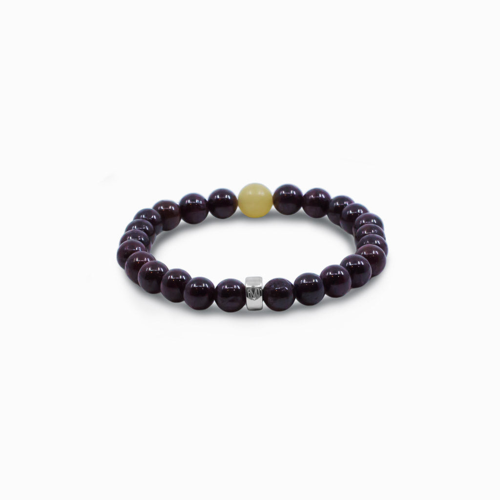 Garnet and Yellow Calcite Bead Bracelet