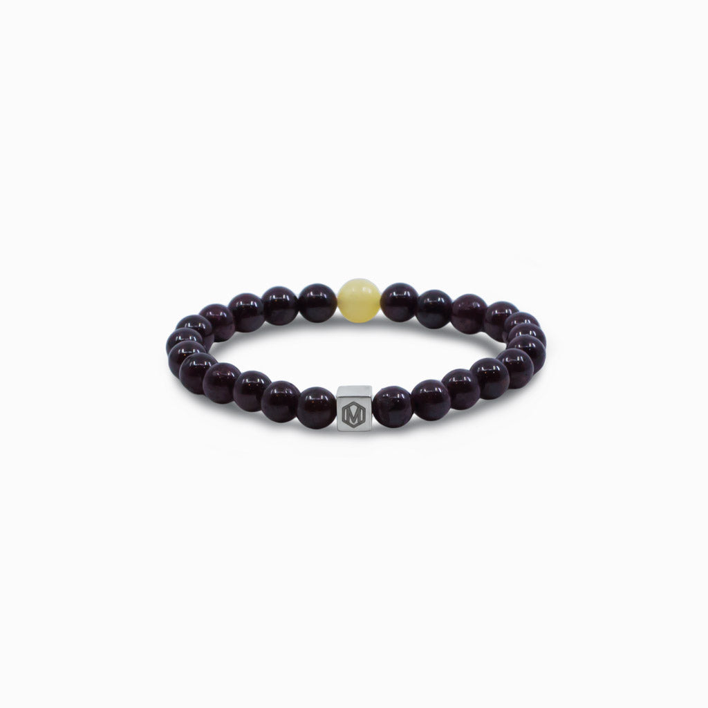 garnet and calcite beaded bracelet