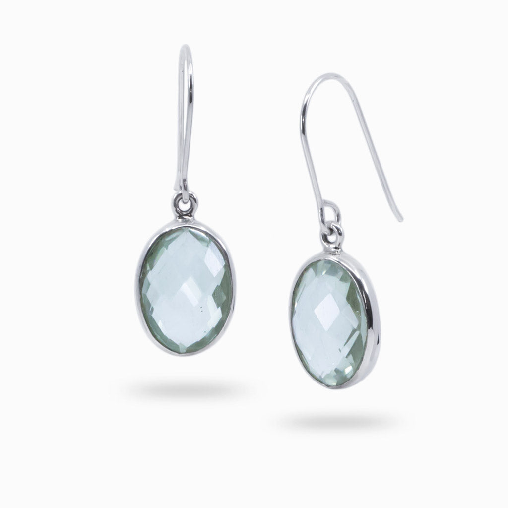 green quartz drop earrings