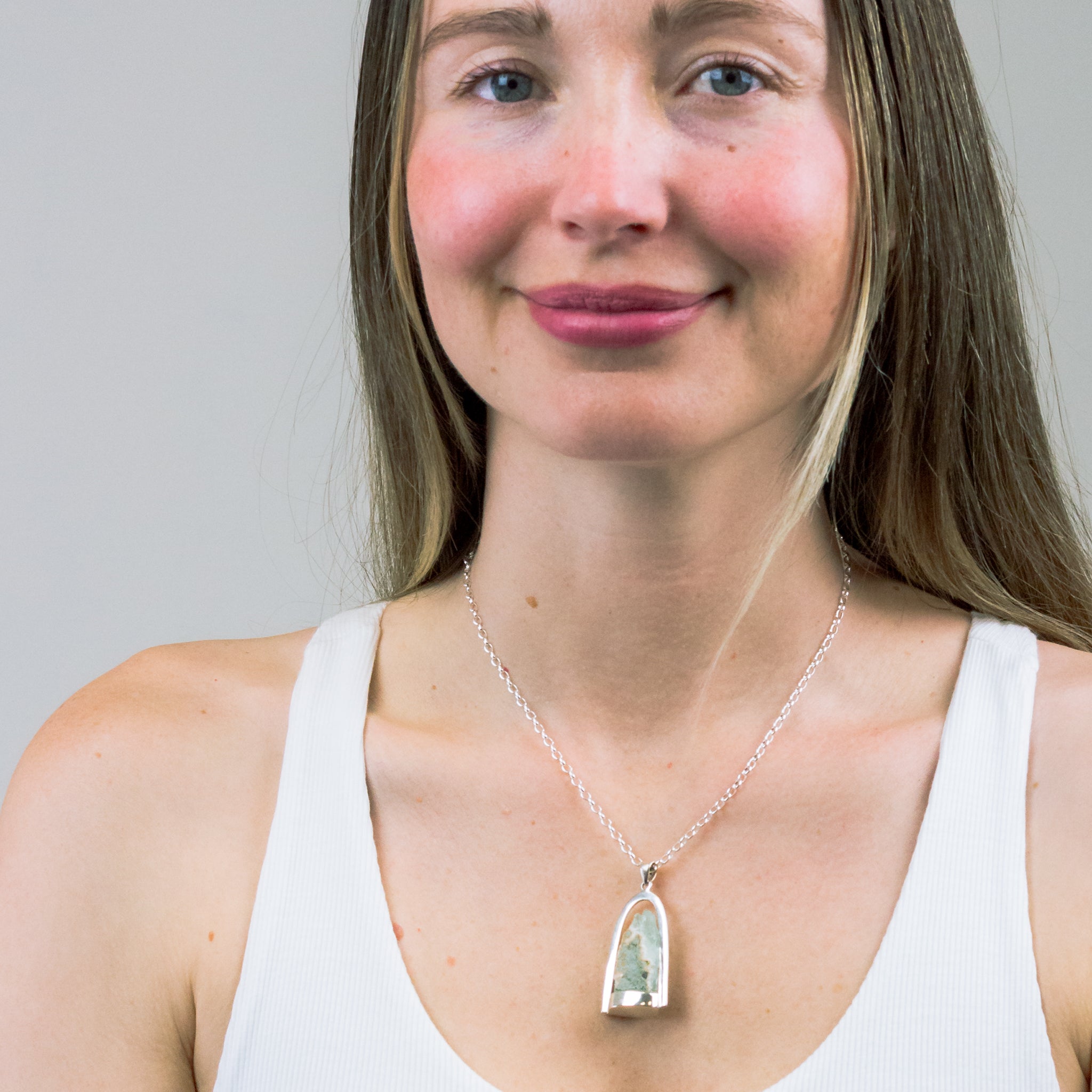 GREEN APOPHYLLITE RAW NECKLACE STERLING SILVER | MADE IN EARTH