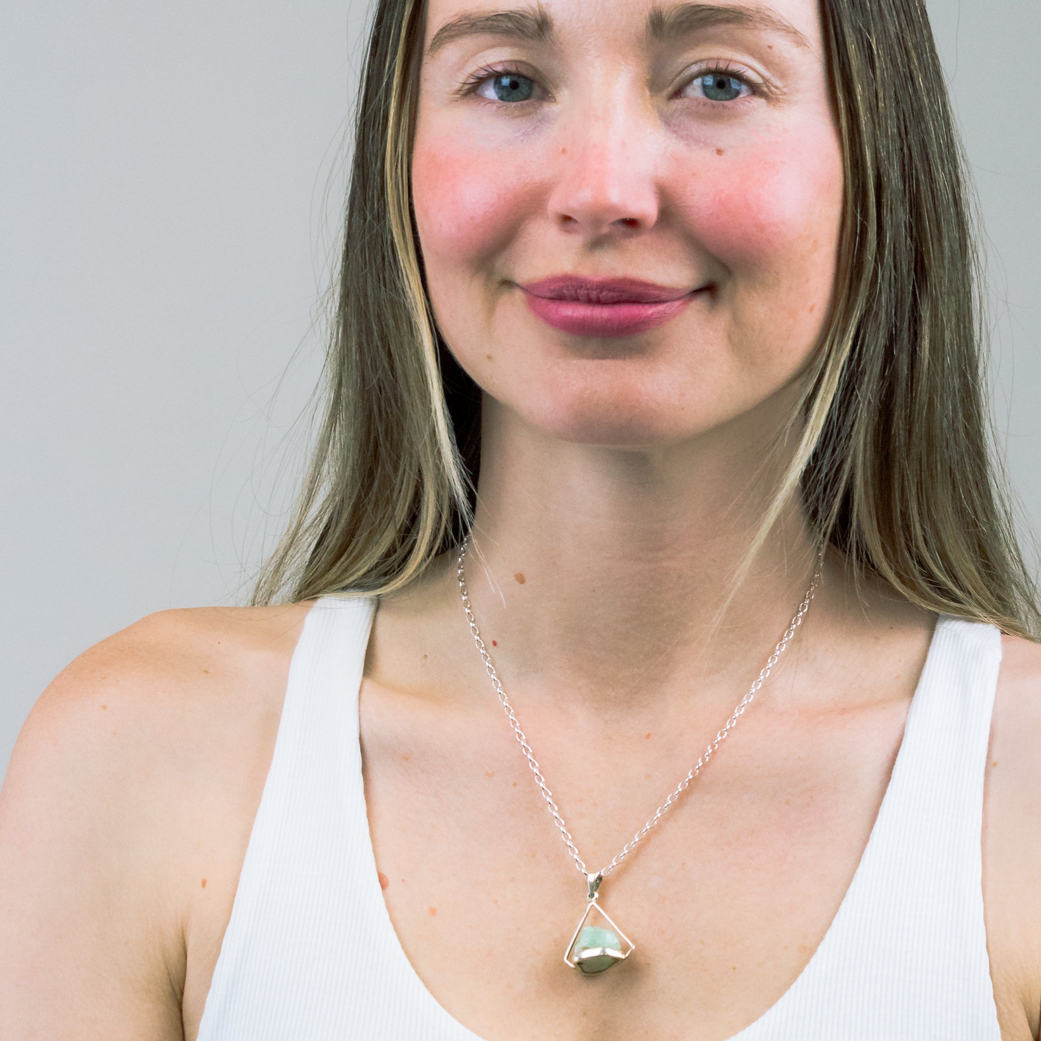 RAW APOPHYLLITE NECKLACE ON MODEL | MADE IN EARTH