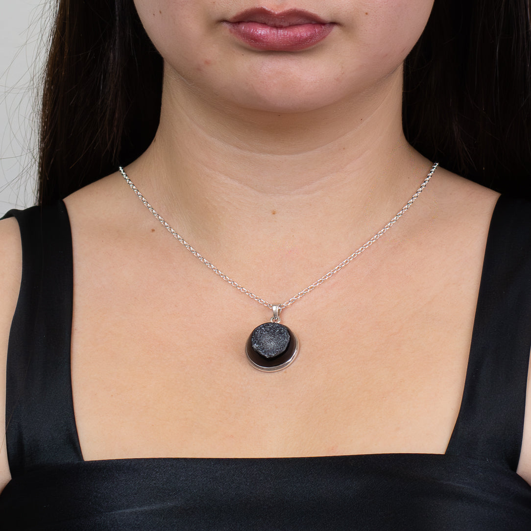Onyx Druzy Necklace