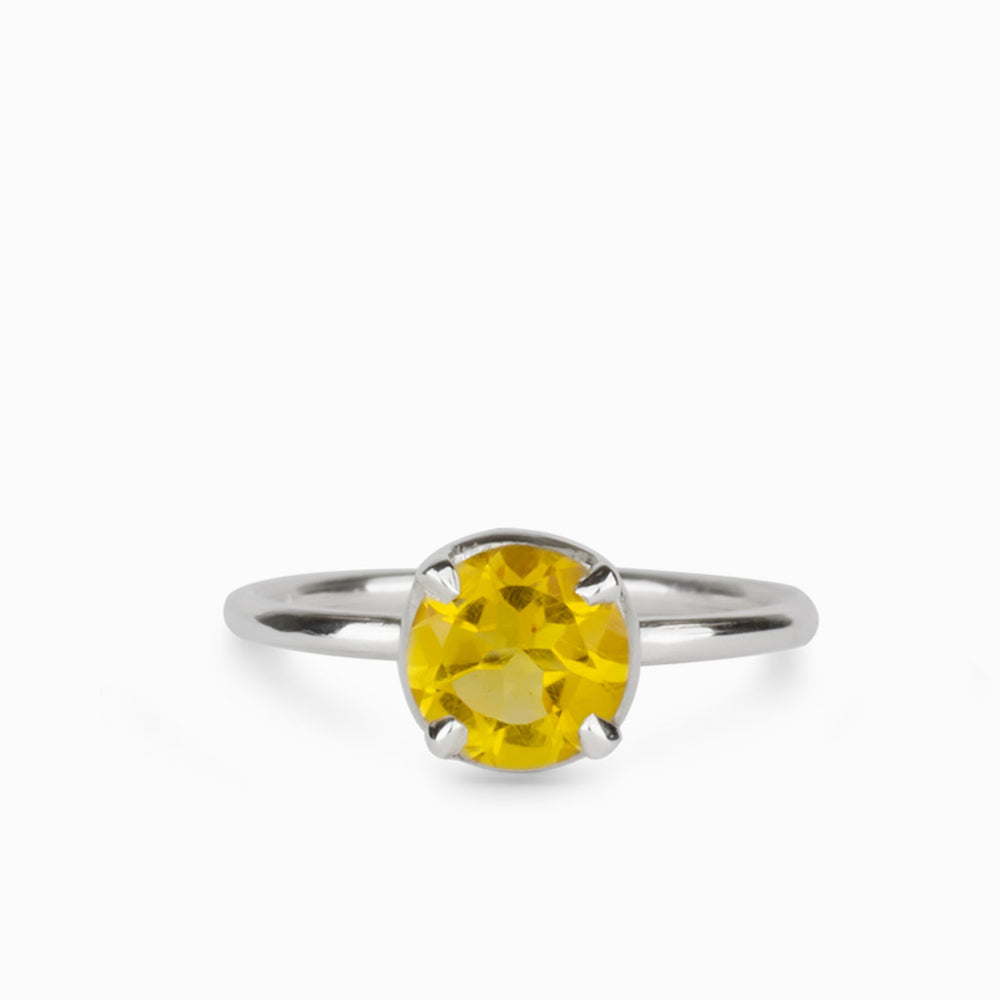 FACETED ROUND CITRINE RING