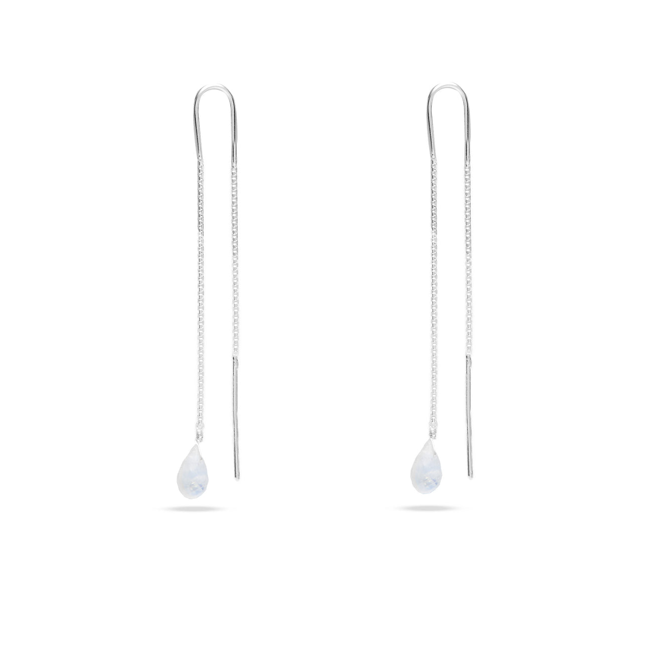 faceted briolette rainbow moonstone earrings