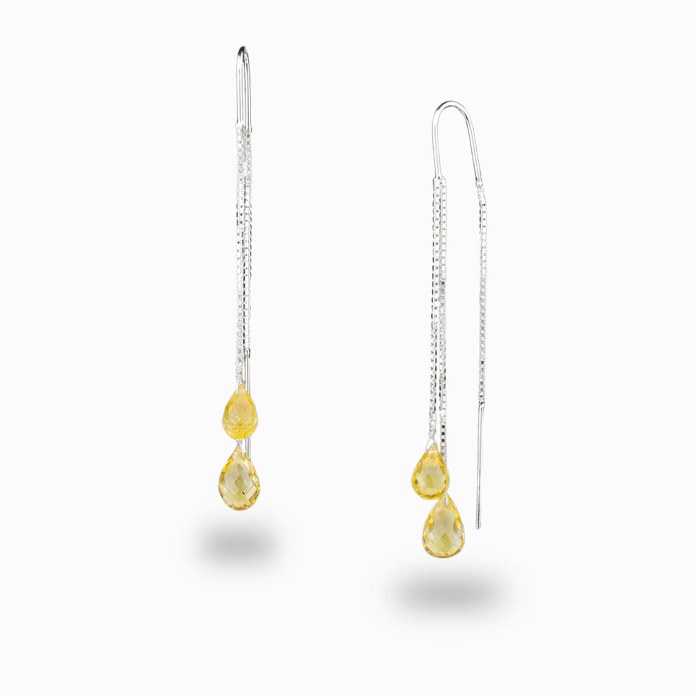 DOUBLE BRIOLETTE CITRINE DROP EARRINGS