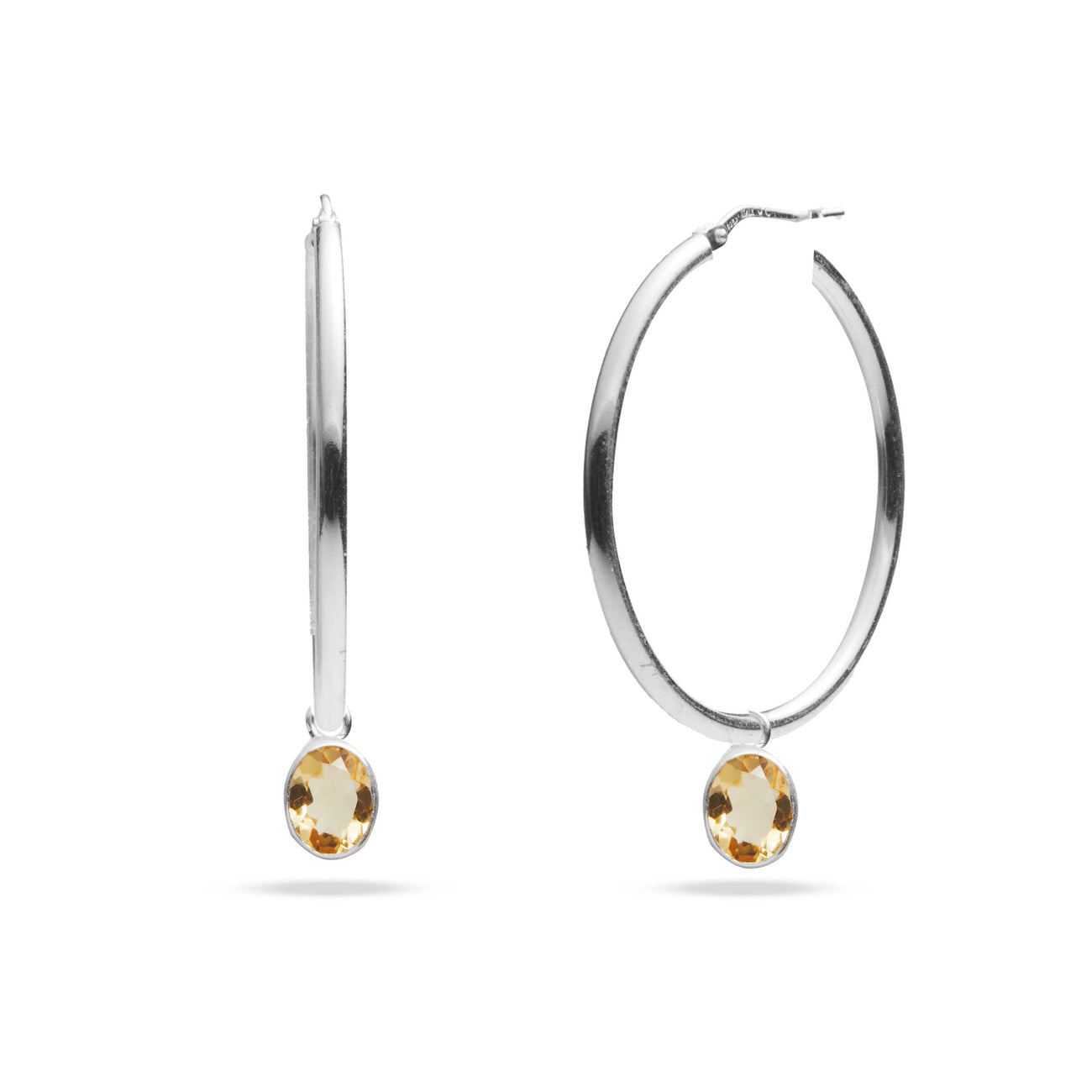 FACETED CITRINE BEZEL HOOP EARRING CHARMS