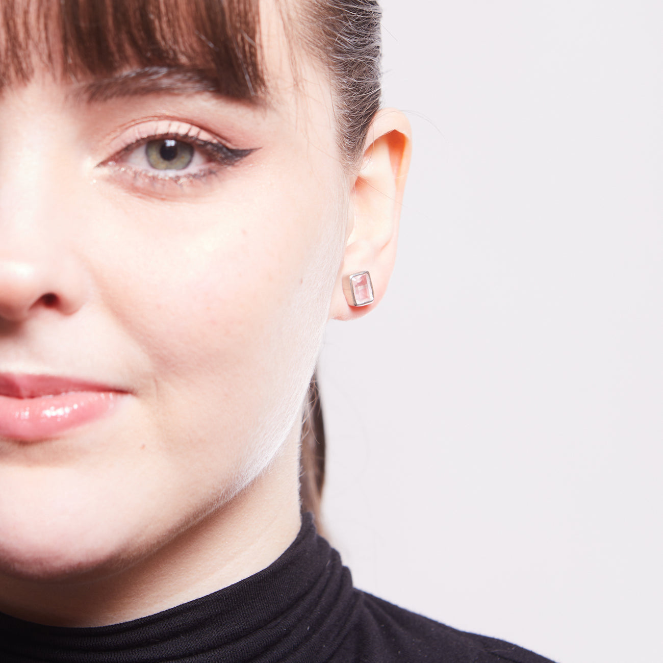 FACETED ROSE QUARTZ STUD EARRINGS