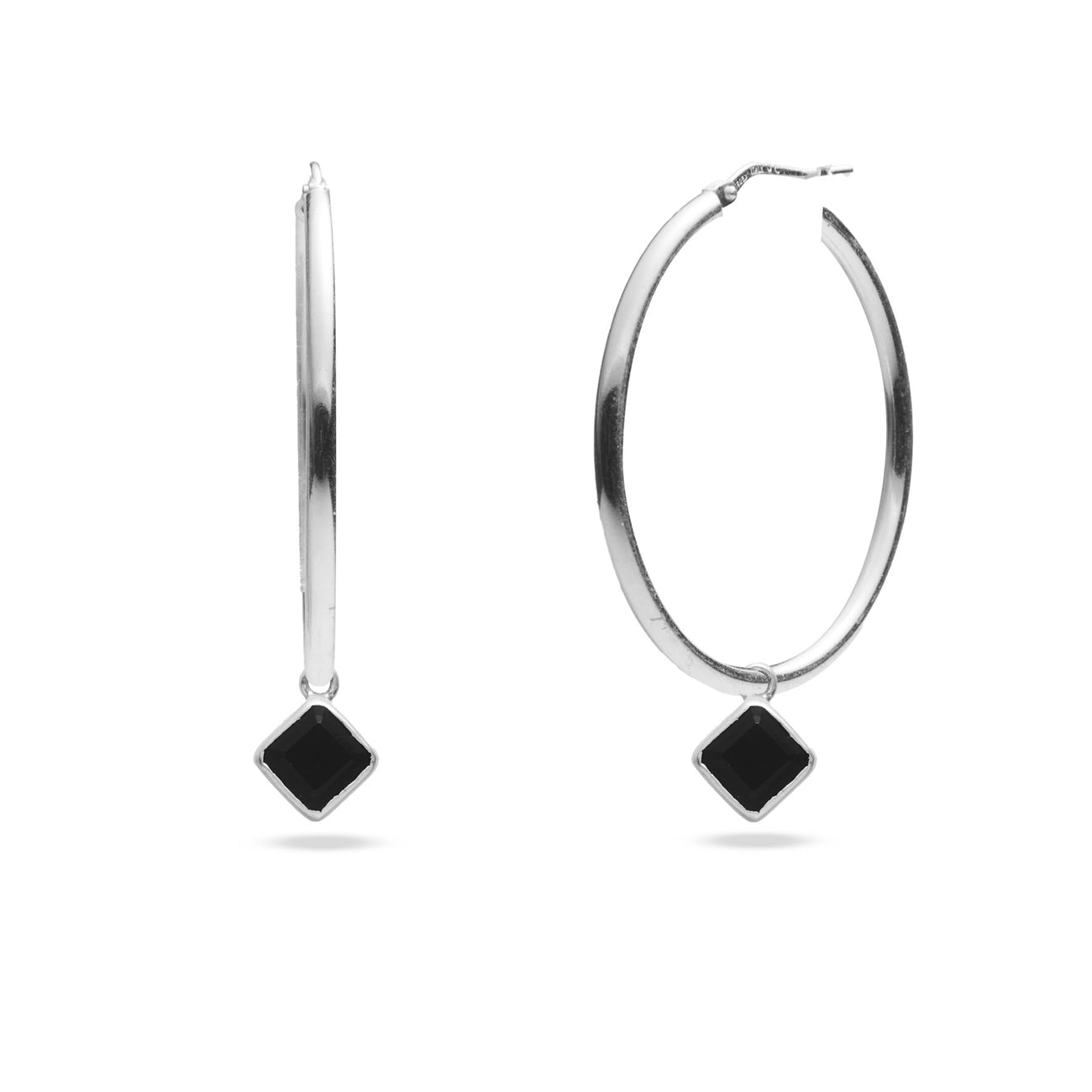 ONYX FACETED DIAMOND HOOP CHARM