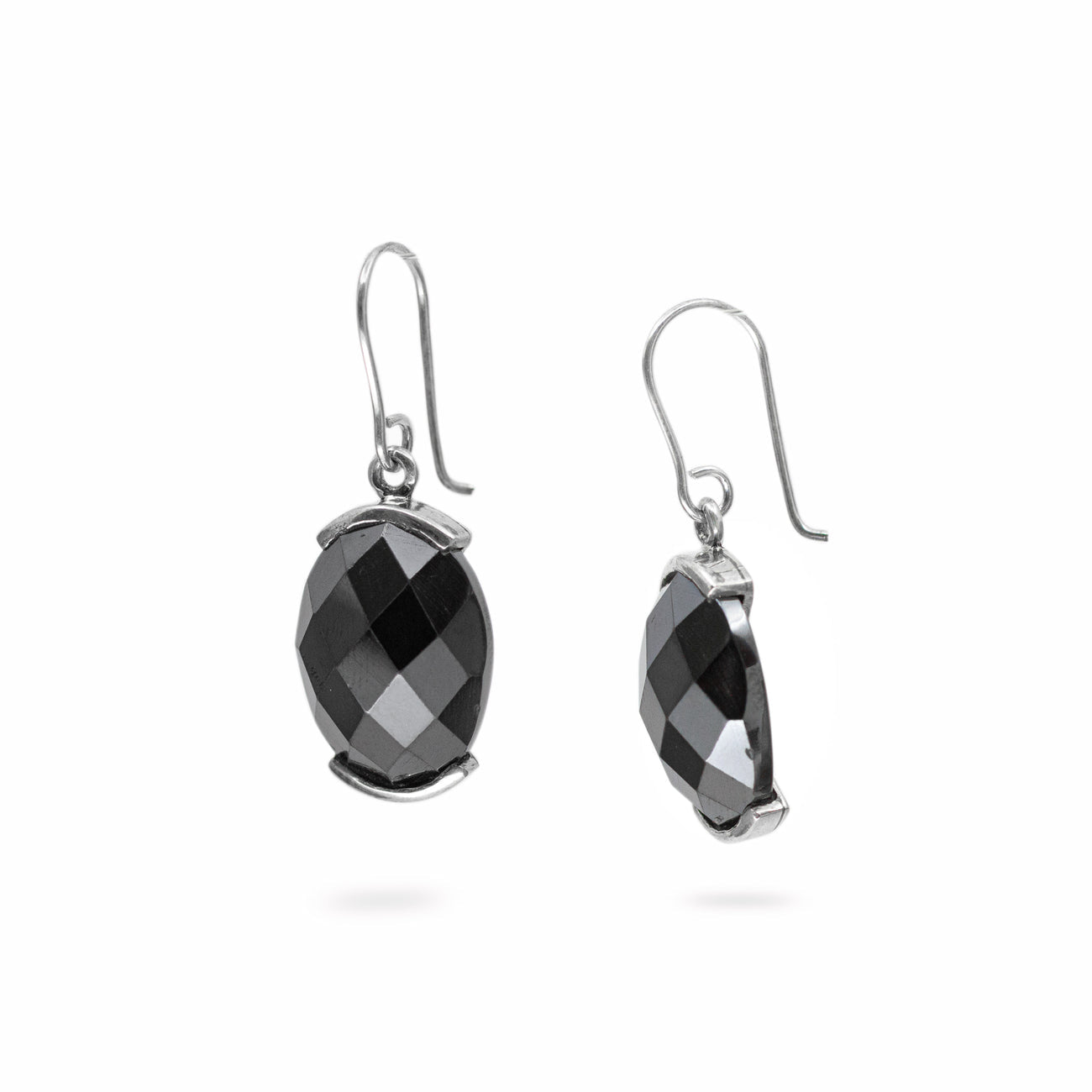 faceted hematite earrings