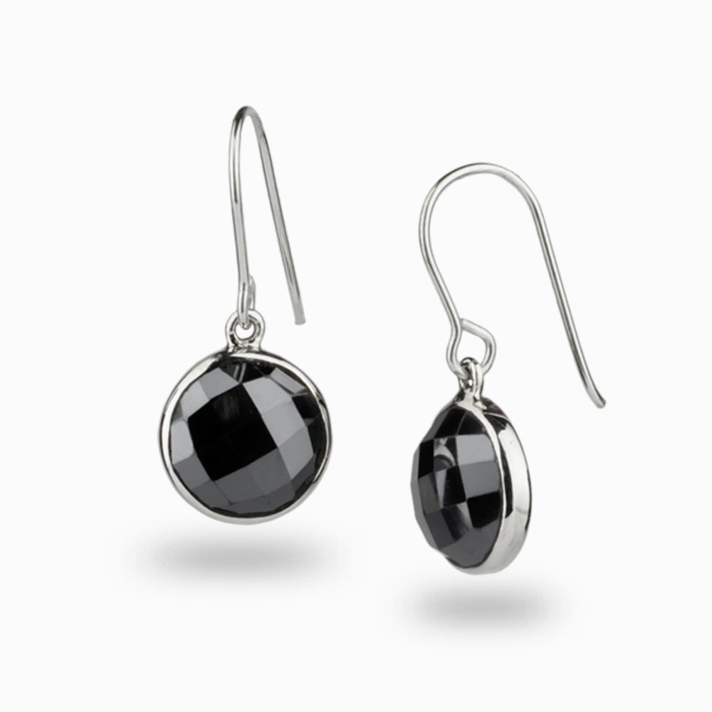 HEMATITE FACETED EARRINGS DROPS