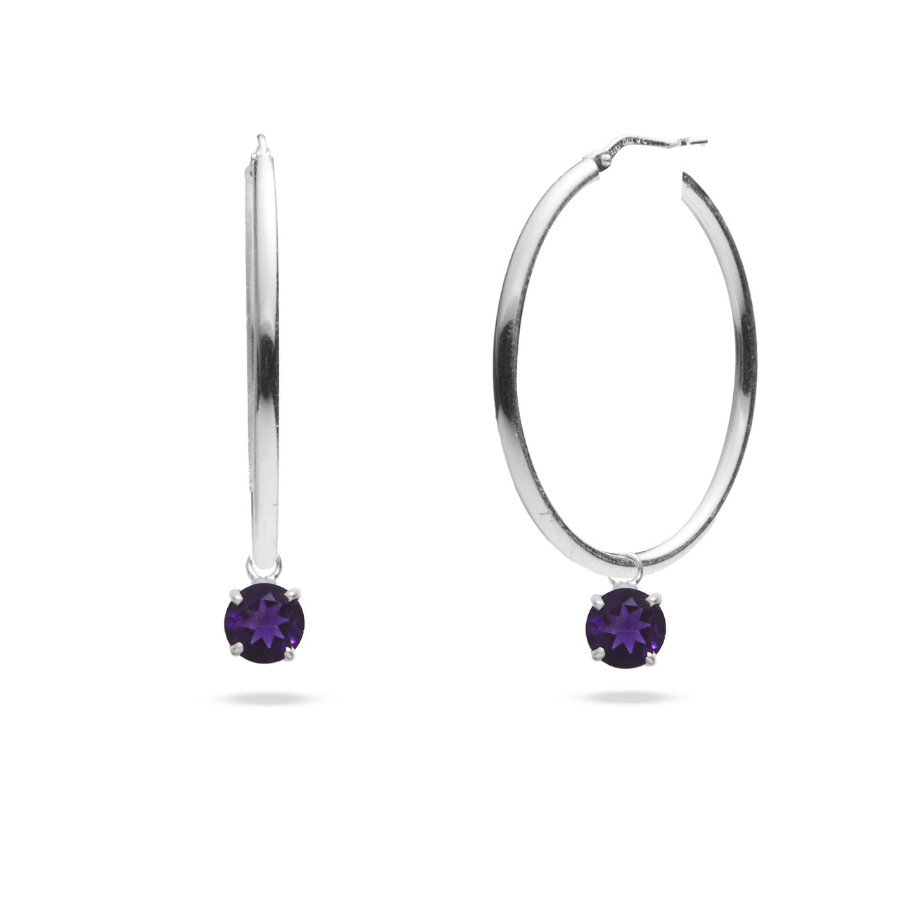 FACETED AMETHYST HOOP CHARMS