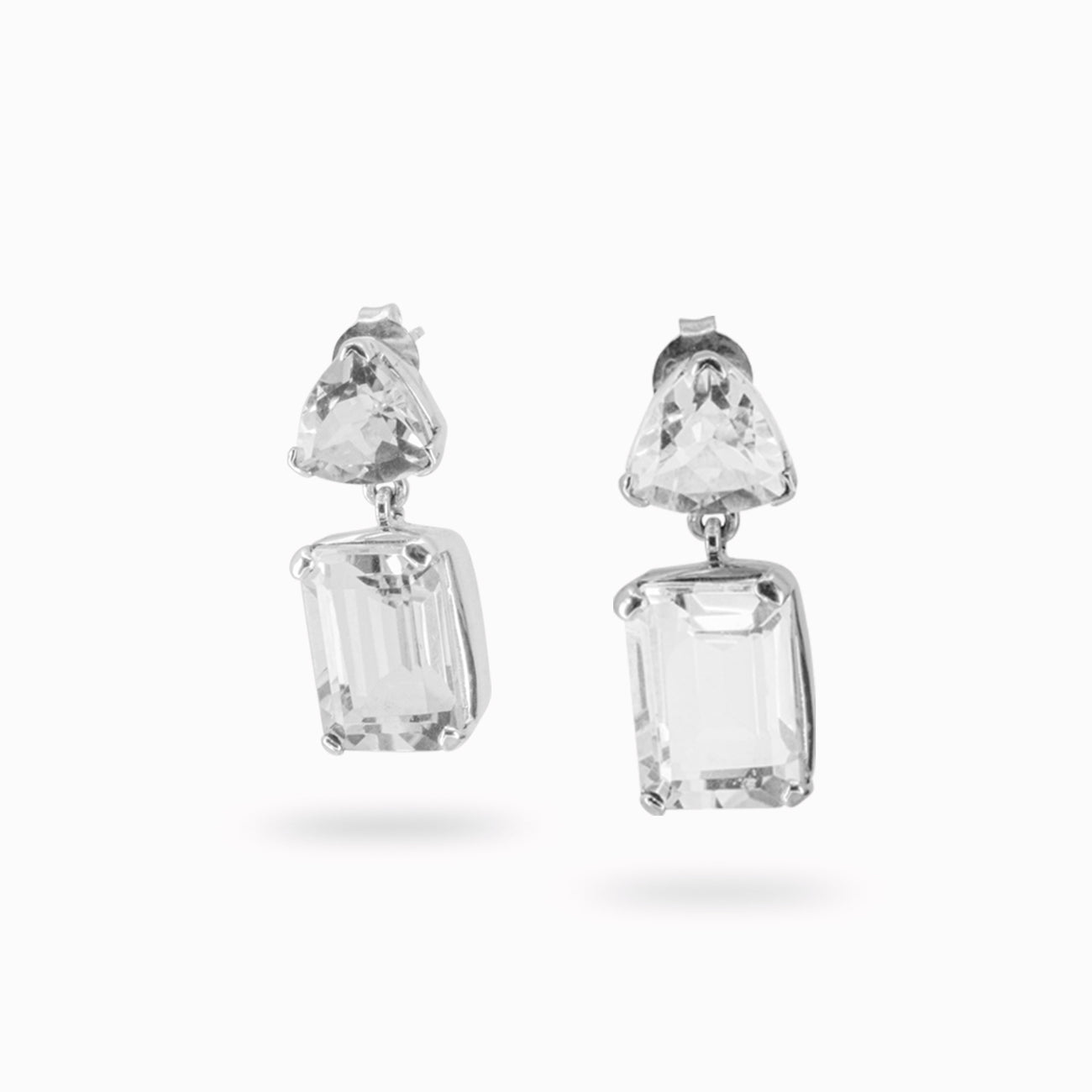 FACETED STUD DROP CLEAR QUARTZ EARRINGS STERLING SILVER | MADE IN EARTH