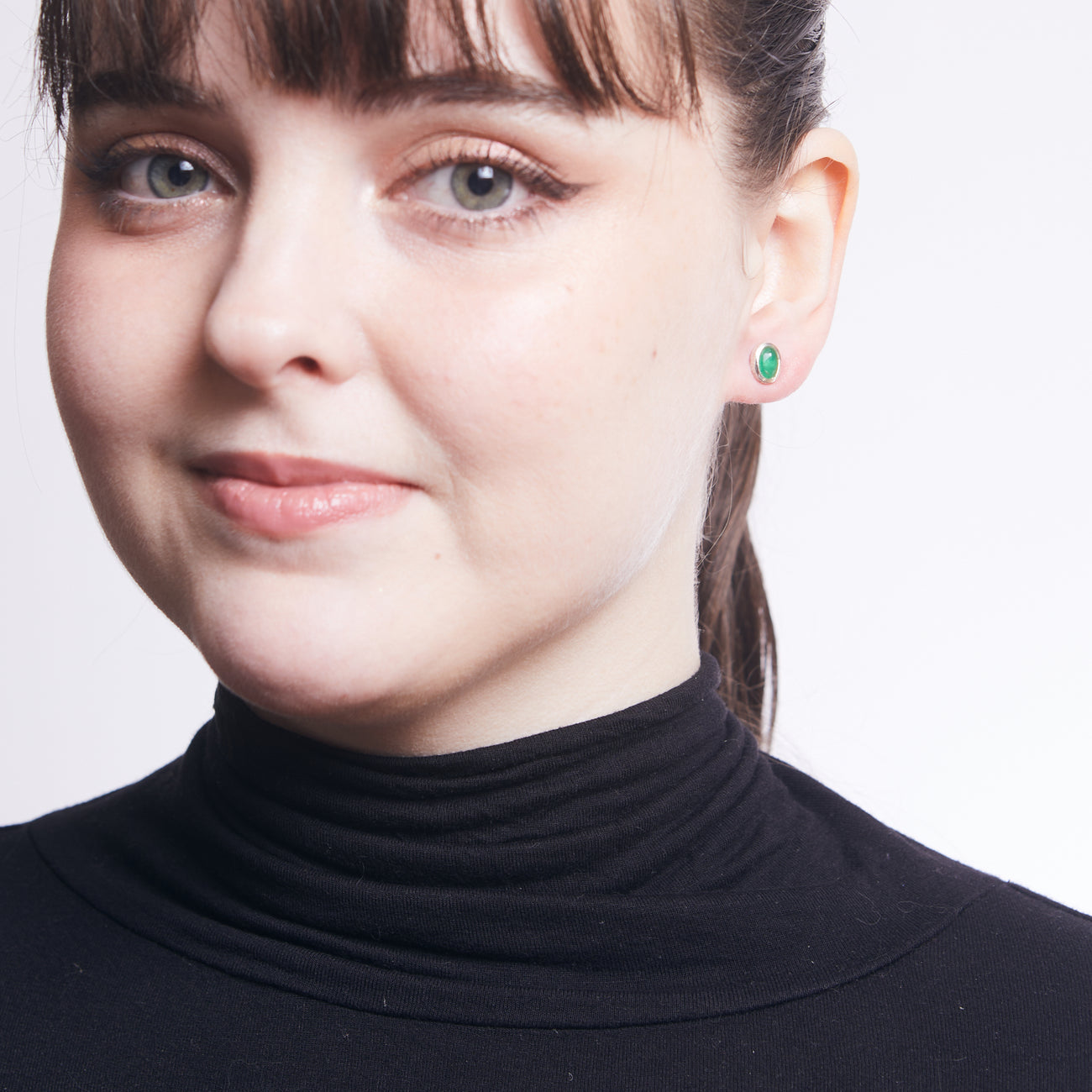 AVENTURINE CABOCHON STUD EARRINGS STERLING SILVER | MADE IN EARTH