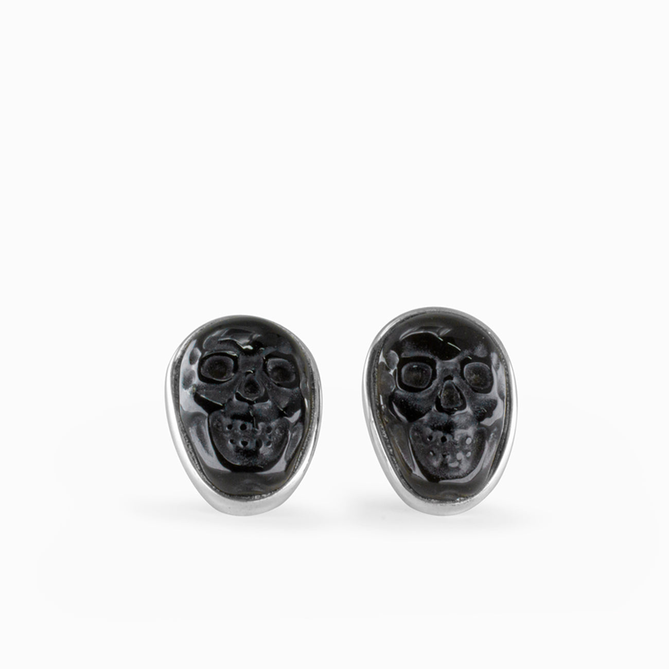 BLACK OBSIDIAN SKULL STUD EARRINGS