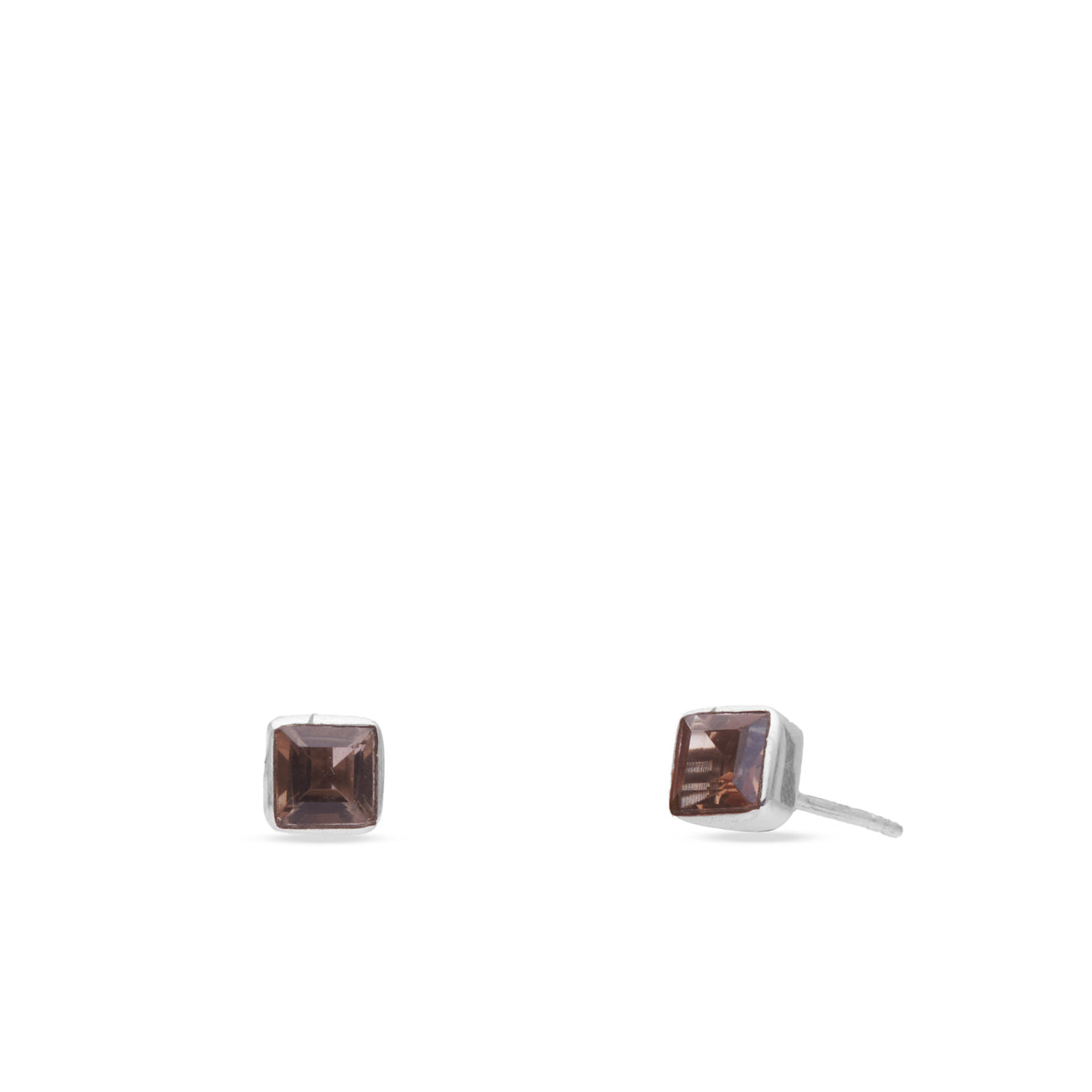 faceted smokey quartz studs