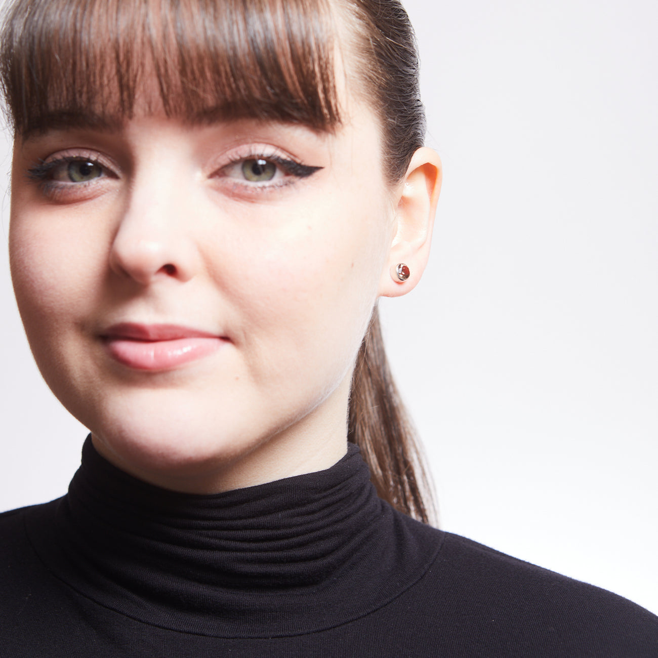 FACETED SMOKEY QUARTZ ROUND STUD EARRINGS STERLING SILVER | MADE IN EARTH