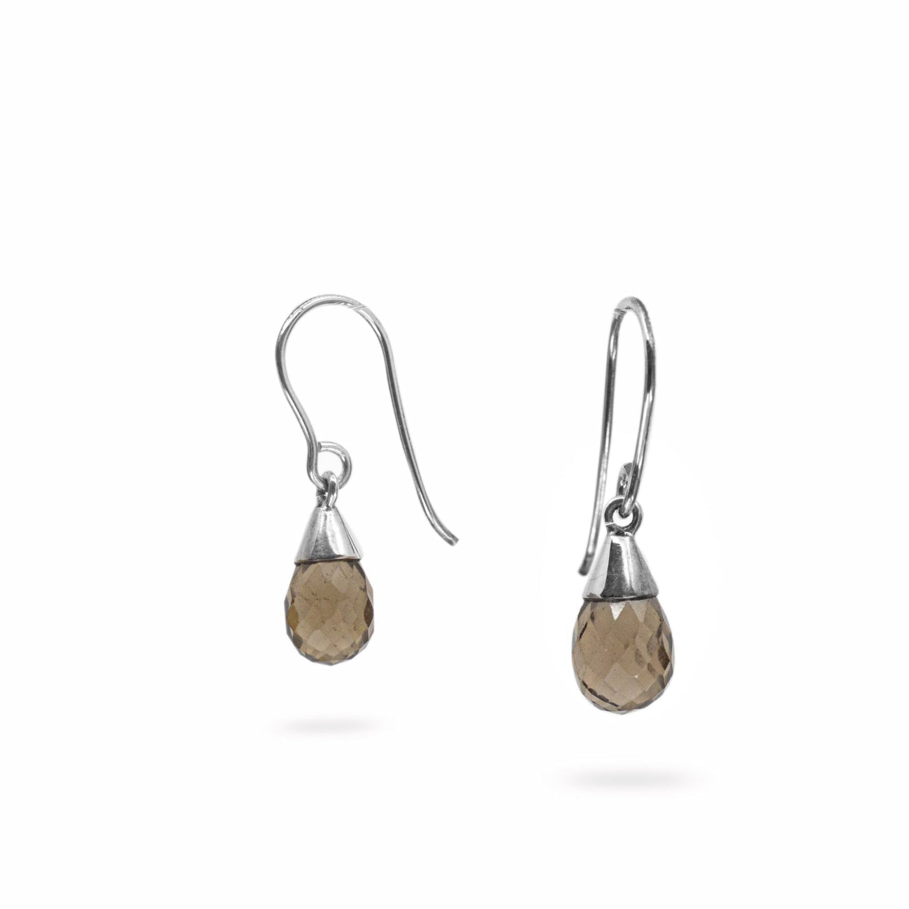 FACETED SMOKEY QUARTZ DROP EARRINGS STERLING SILVER | MADE IN EARTH