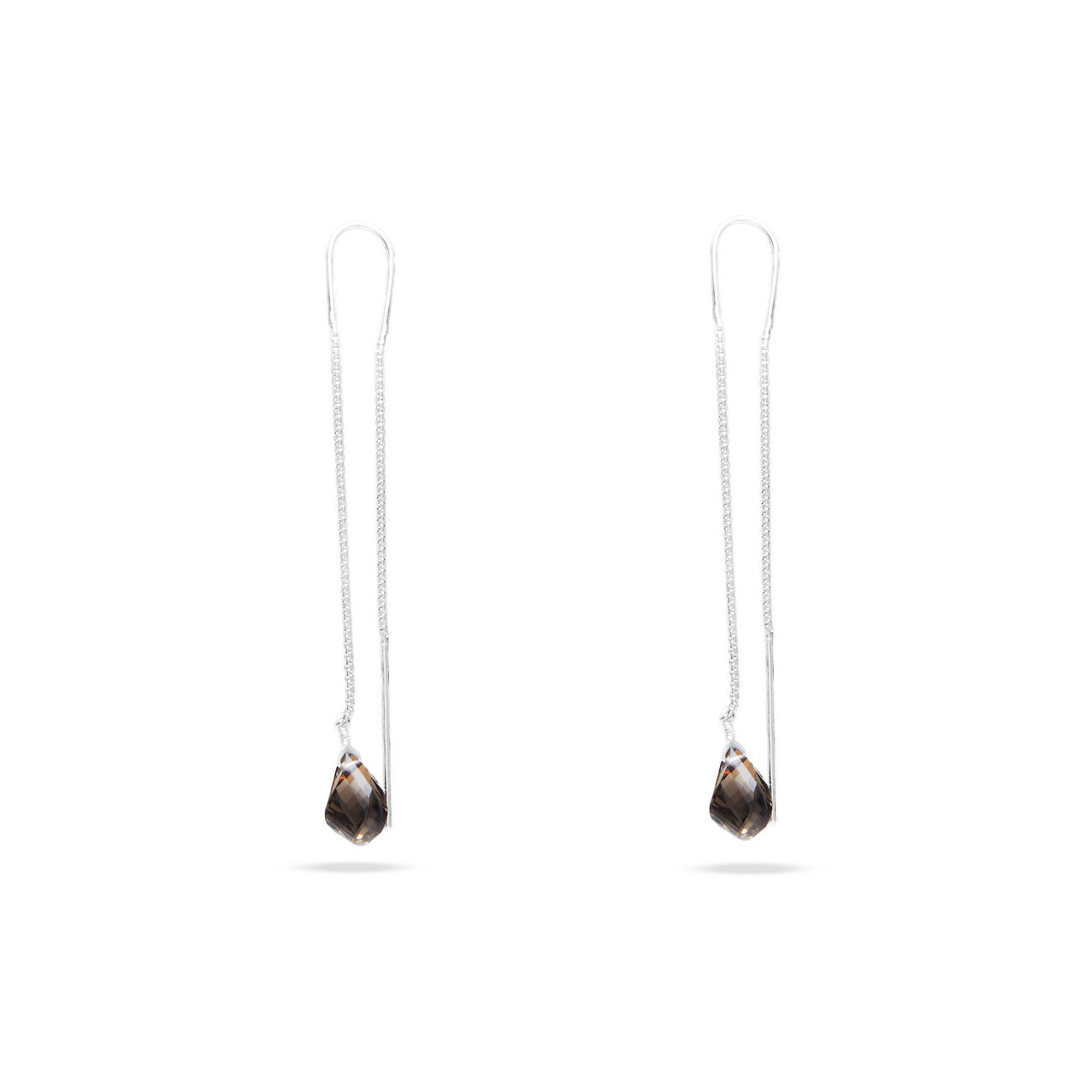 FACETED BRIOLETTE SMOKEY QUARTZ DROP EARRINGS | MADE IN EARTH