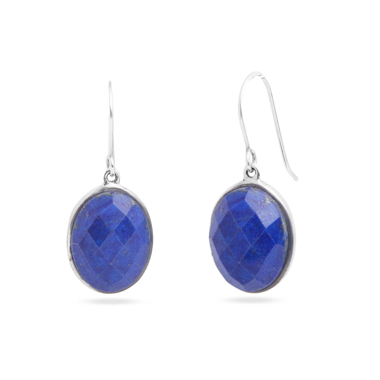 FACETED LAPIS LAZULI DROP EARRINGS STERLING SILVER | MADE IN EARTH