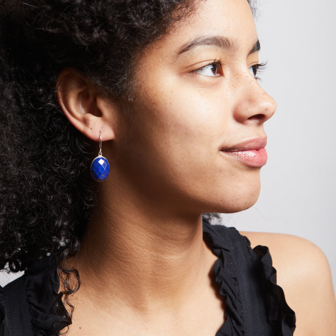 FACETED LAPIS LAZULI DROP EARRINGS STERLING SILVER | MADE IN EARTH