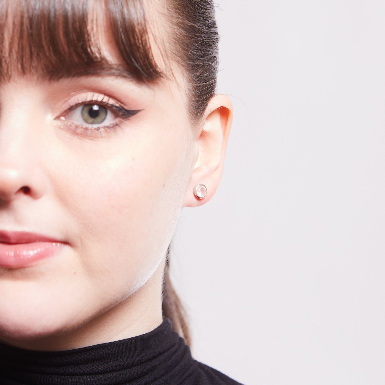 ROSE QUARTZ FACETED ROUND STUDS | MADE IN EARTH