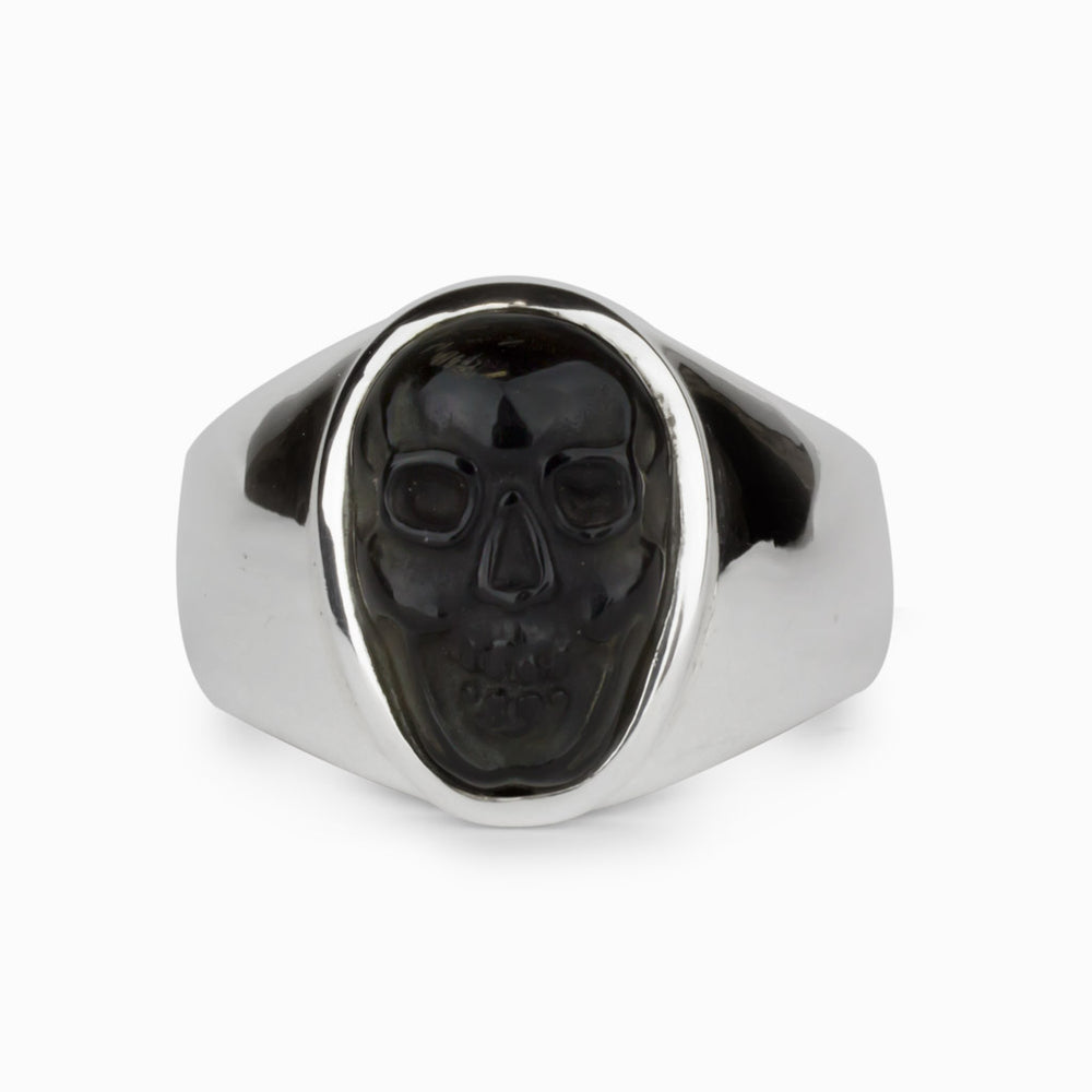 BLACK OBSIDIAN SKULL RING| MADE IN EARTH