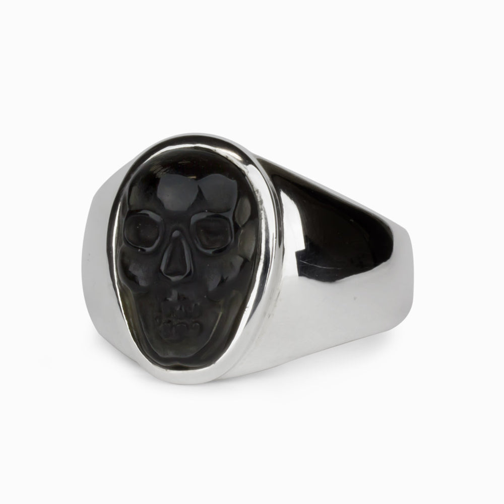 BLACK OBSIDIAN SKULL RING| MADE IN EARTH