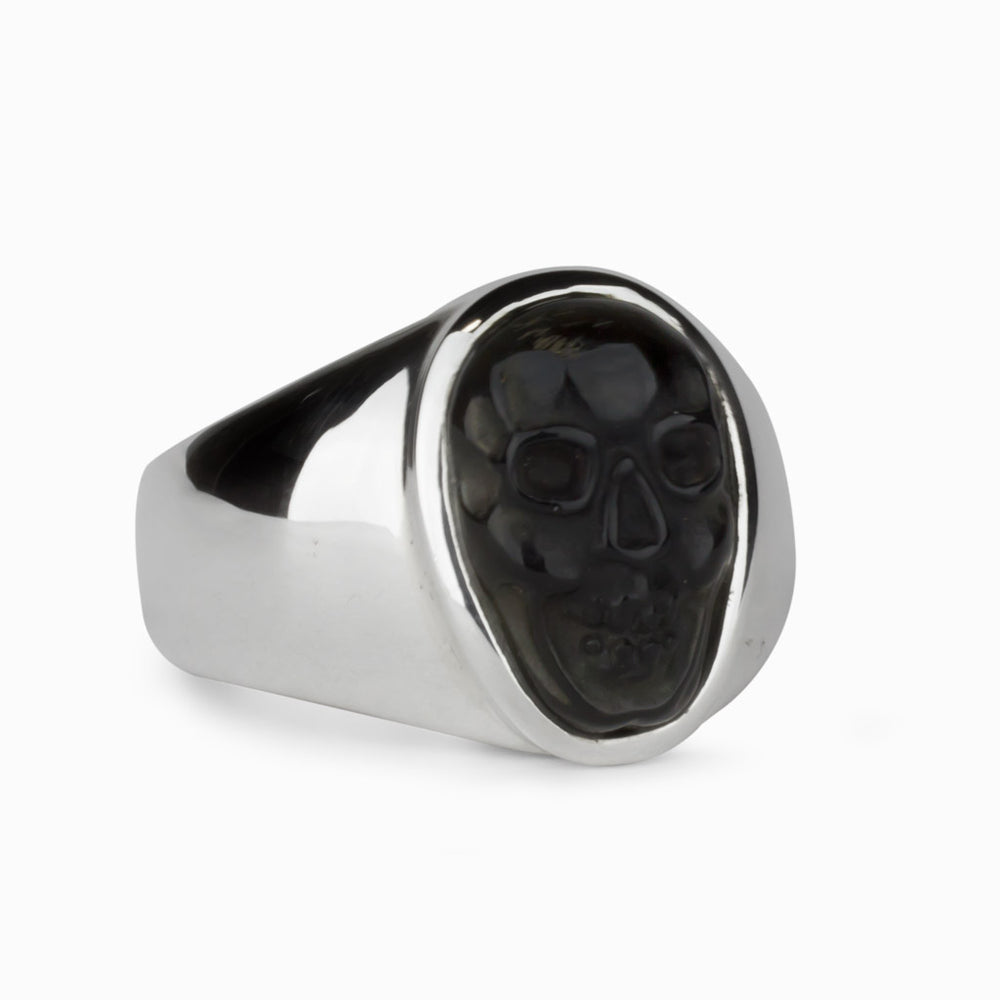 BLACK OBSIDIAN SKULL RING| MADE IN EARTH